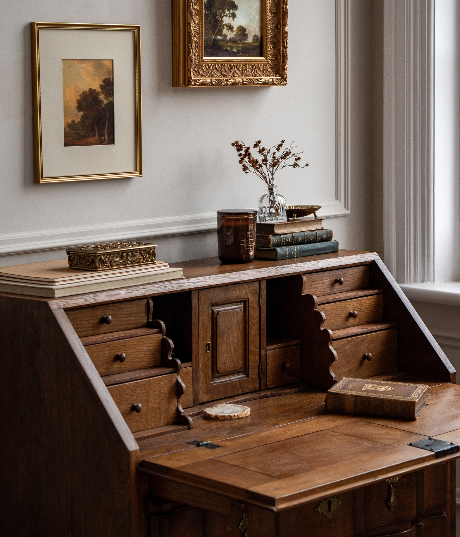 Early 19th-Century Dutch Oak Serpentine-Front Bureau