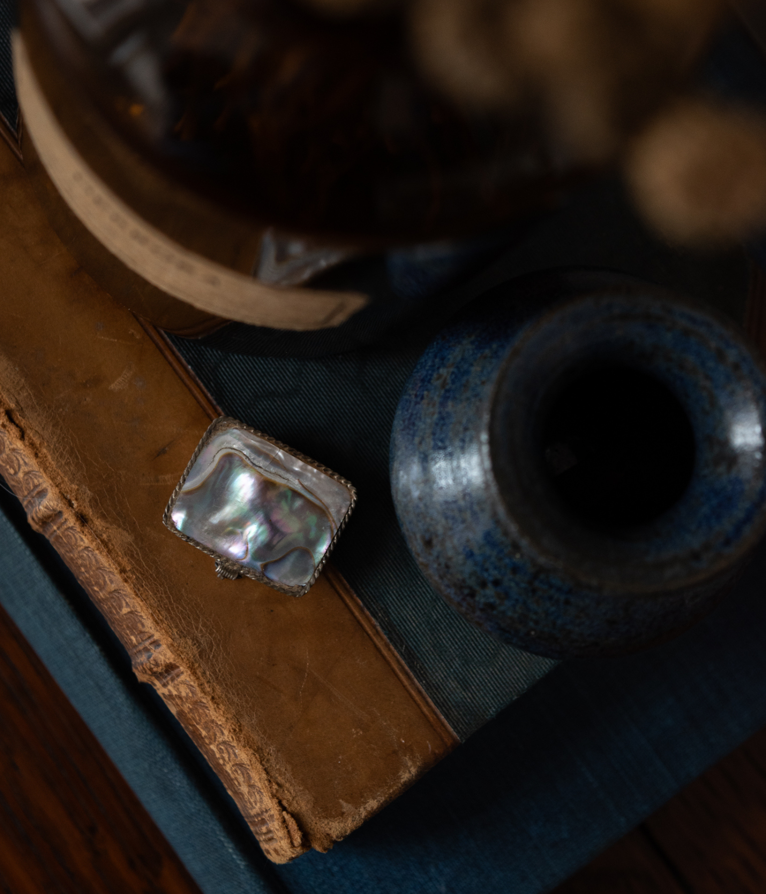 Vintage Abalone and Silver Pill Box