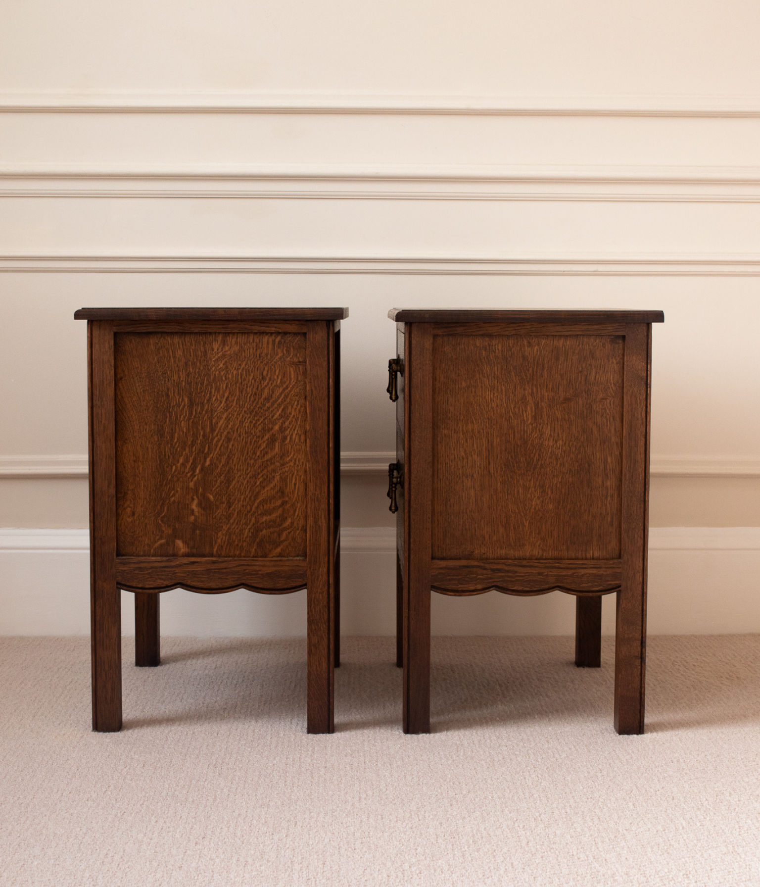 Pair of Santiago Scalloped Bedsides - Bespoke Size | French Oak - Blend #41