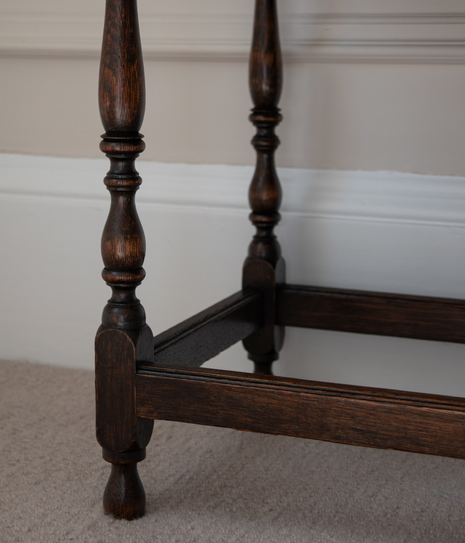 Vintage Jacobean Revival Oak Hall Table