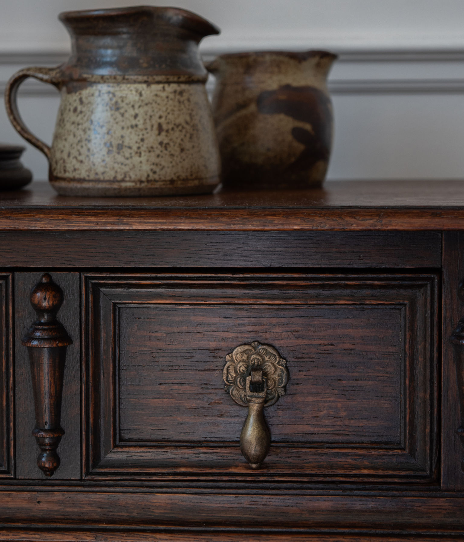 Vintage Jacobean Revival Oak Hall Table