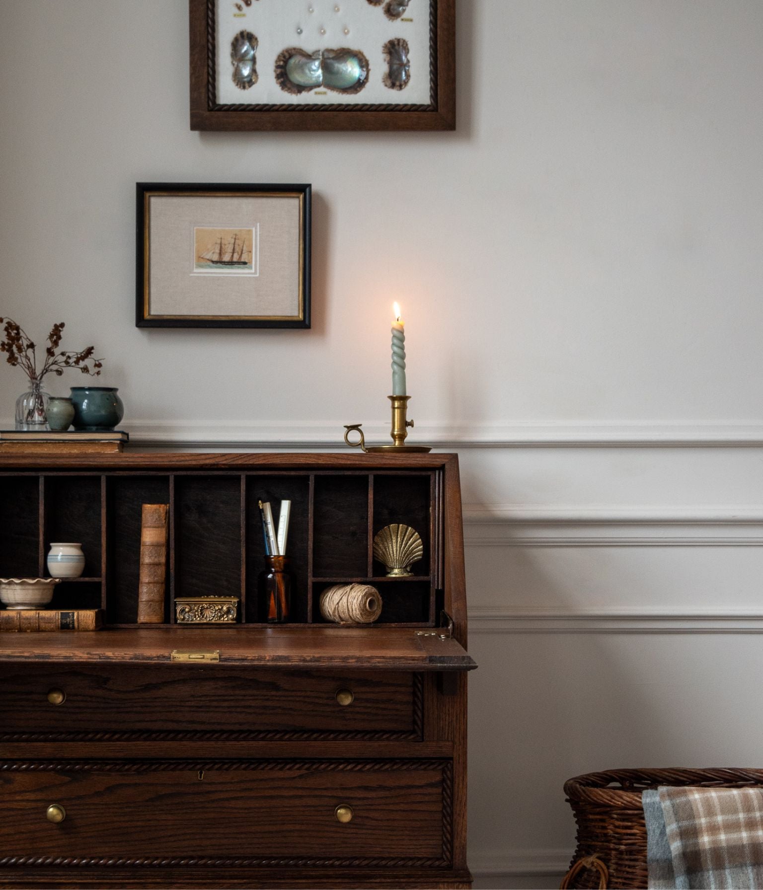 Antique Solid Oak Bureau With Rope Trim In Blend #41