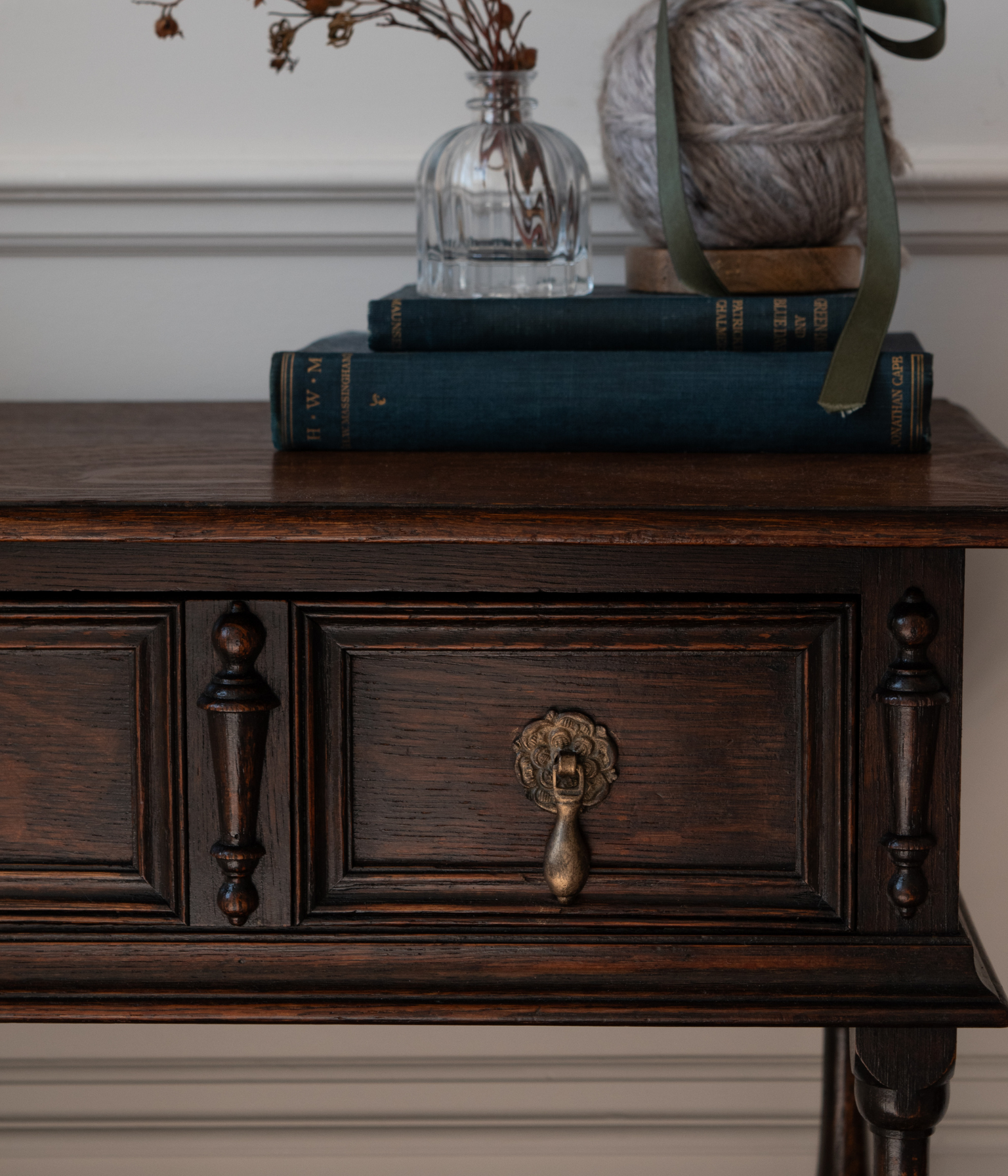 Vintage Jacobean Revival Oak Hall Table