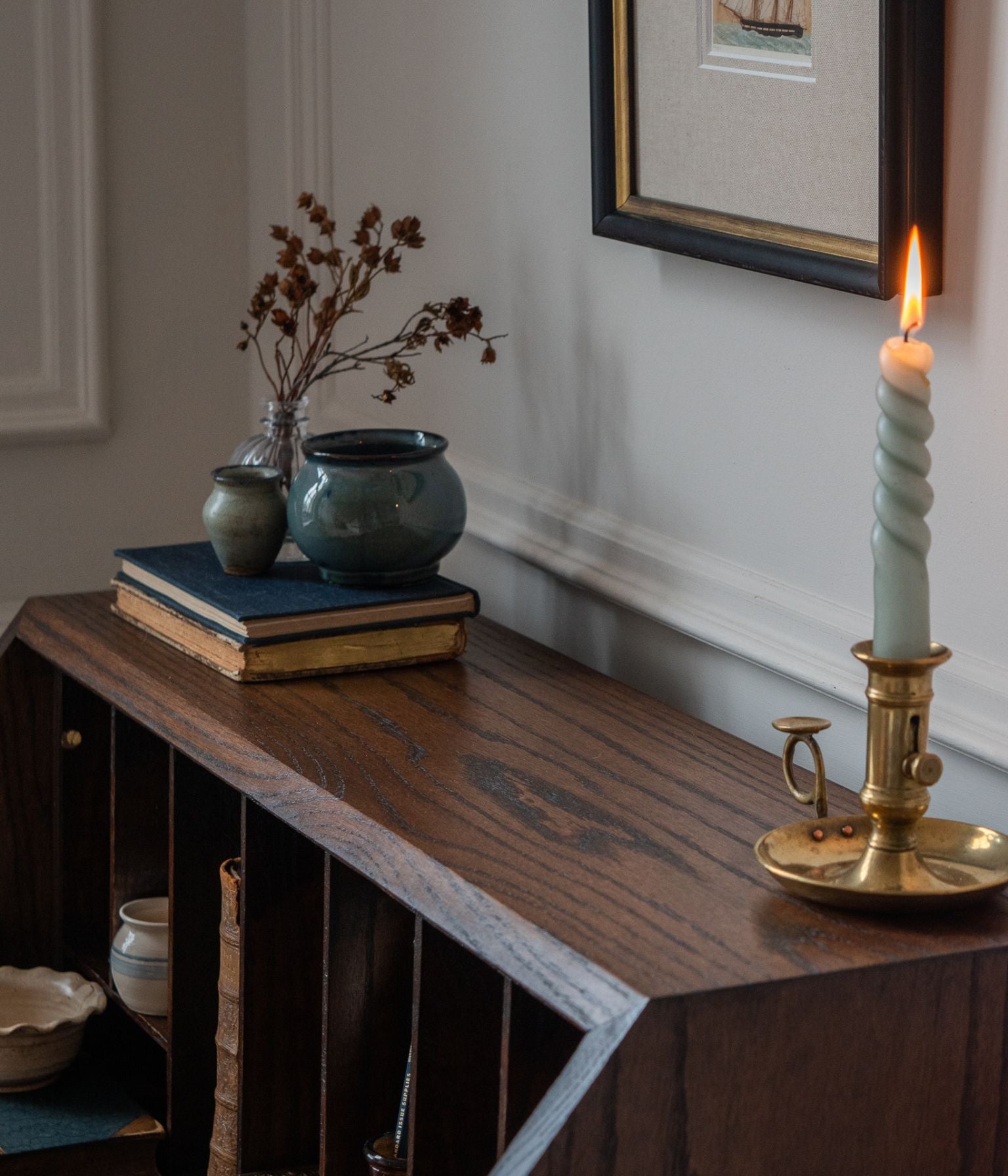 Antique Solid Oak Bureau With Rope Trim In Blend #41