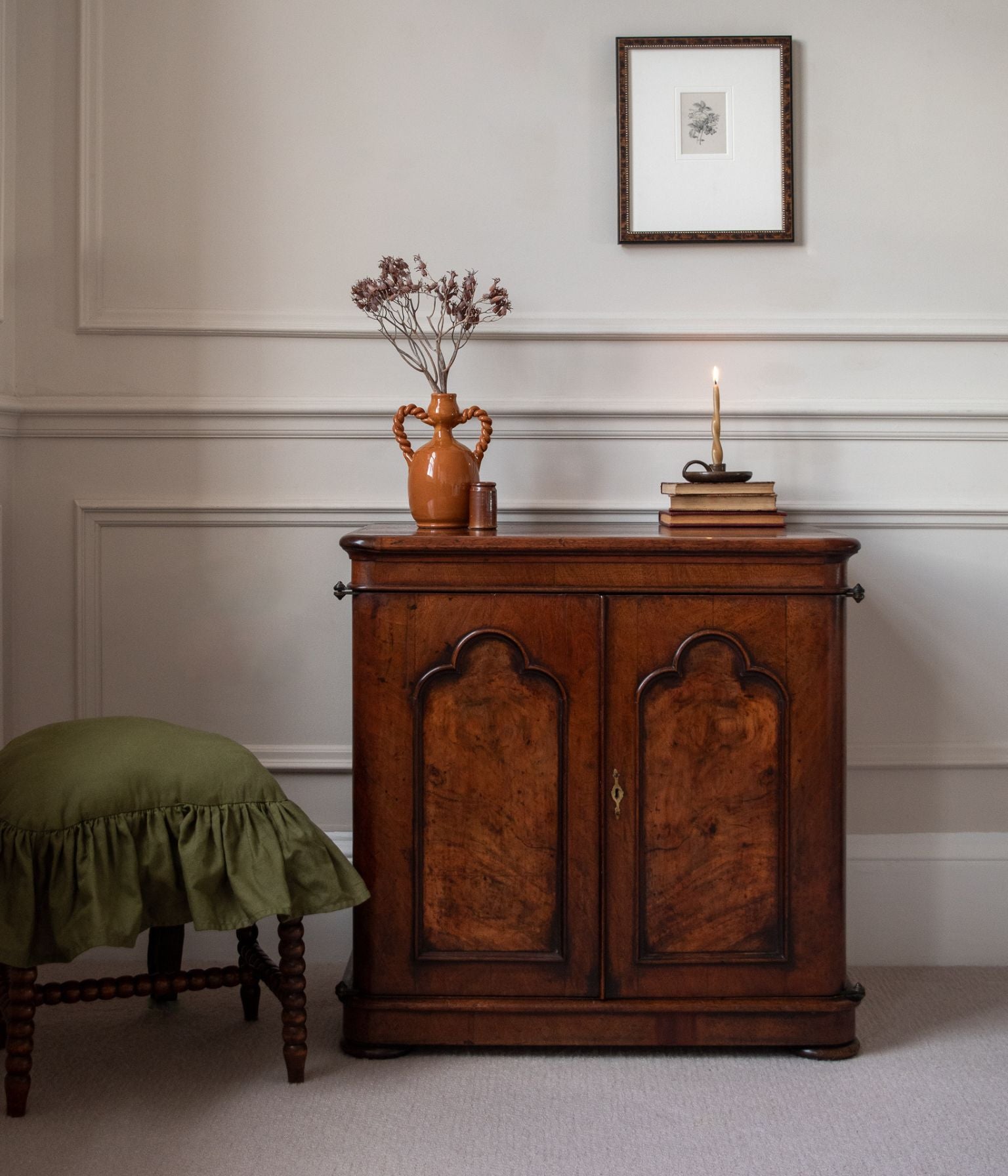Victorian Mahogany Side Cabinet with Arched Panel Doors