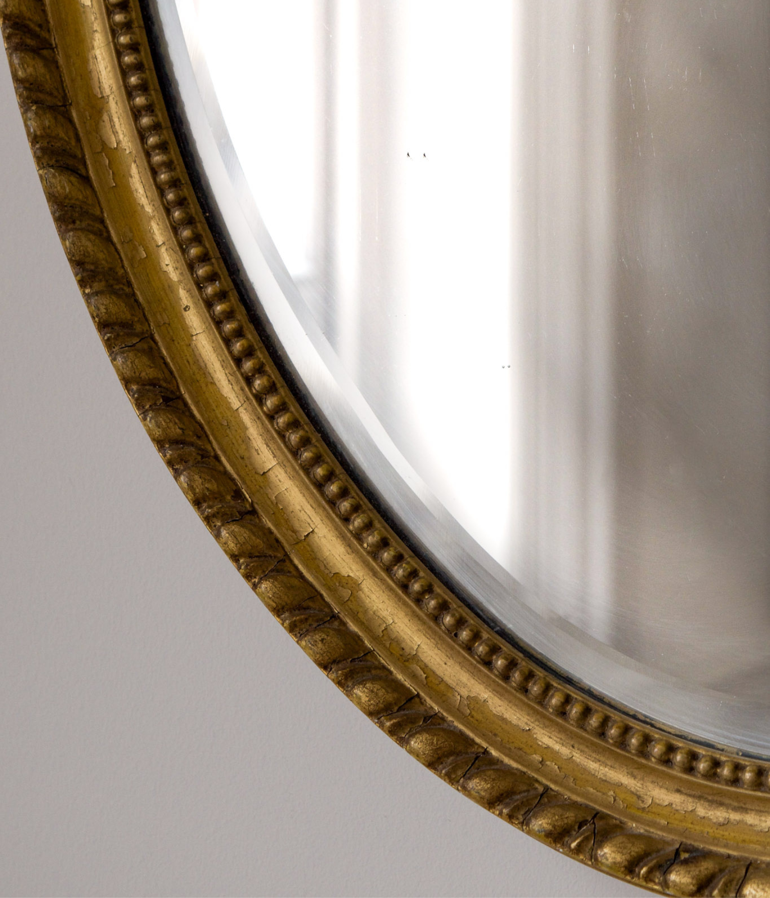 Original Late 19th Century Oval Giltwood Mirror with Bevelled Glass