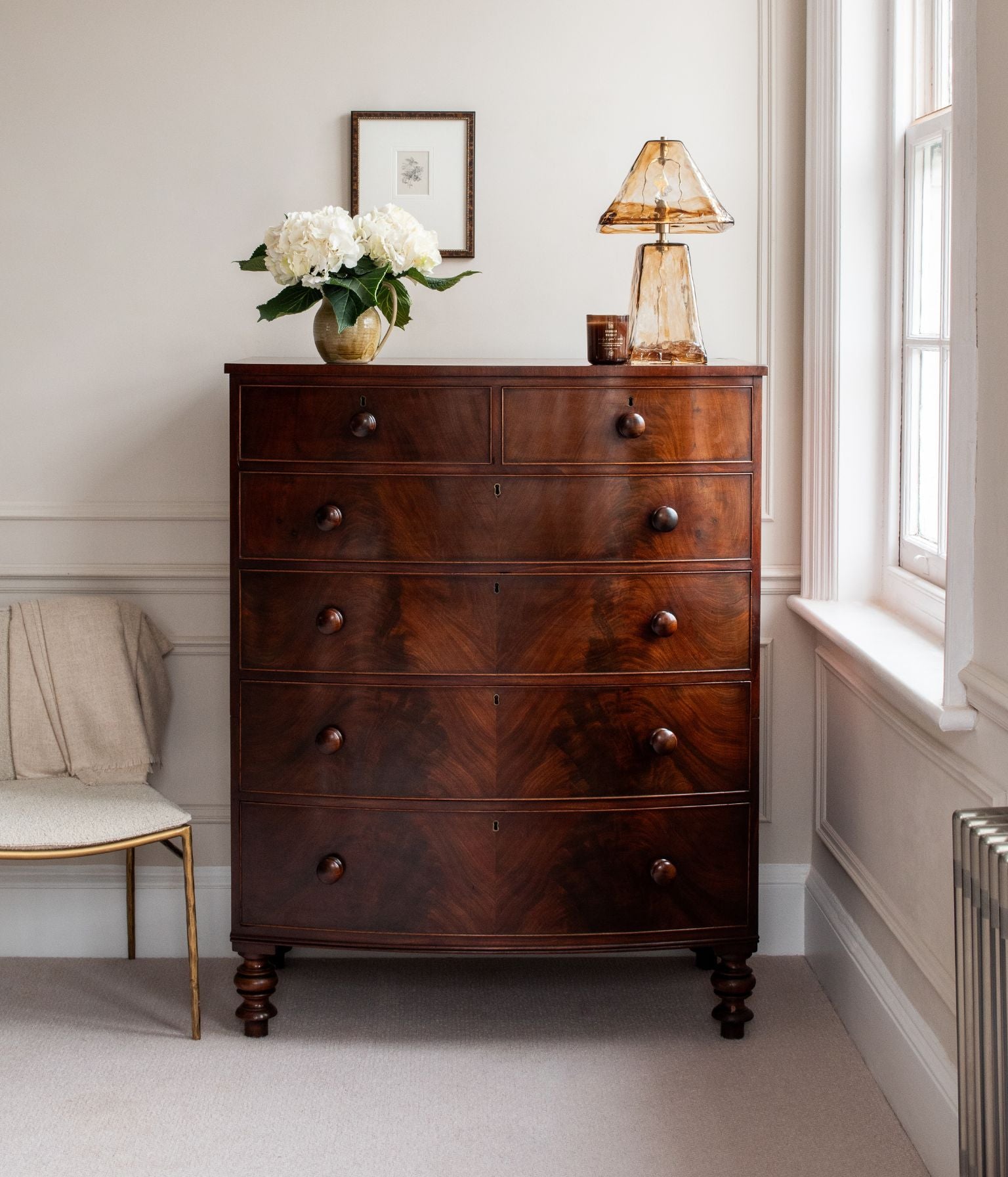 Victorian Flame Mahogany Bowfront Chest of Drawers