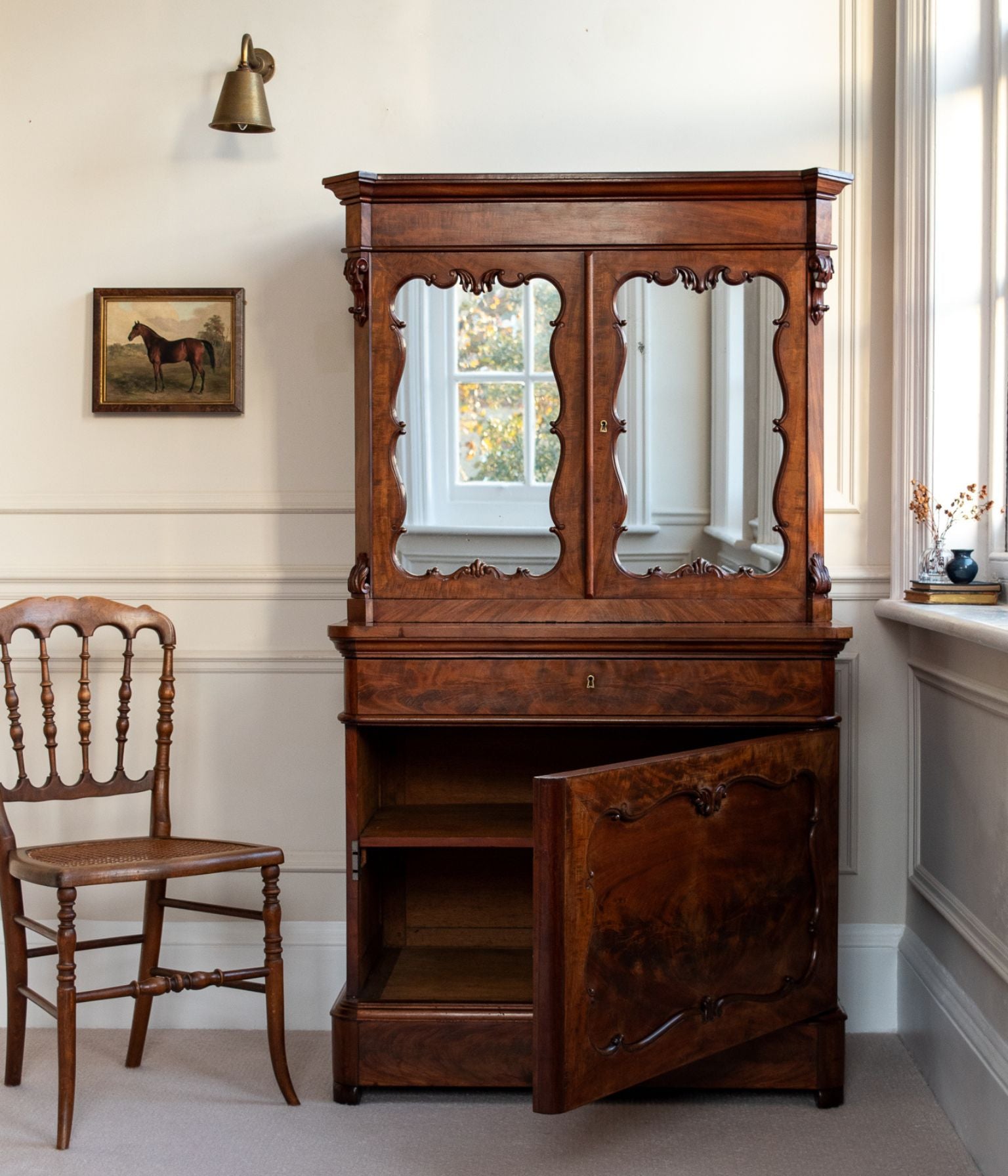 Late-19th Century Dutch Mahogany Secretaire Cabinet