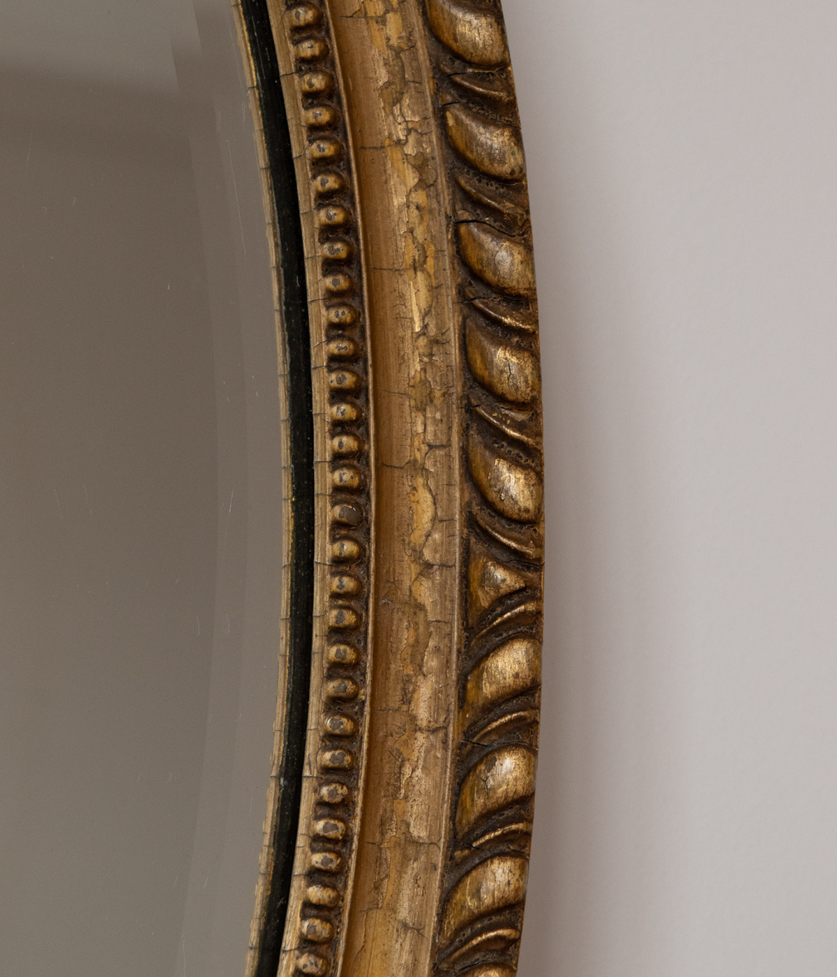 Original Late 19th Century Oval Giltwood Mirror with Bevelled Glass