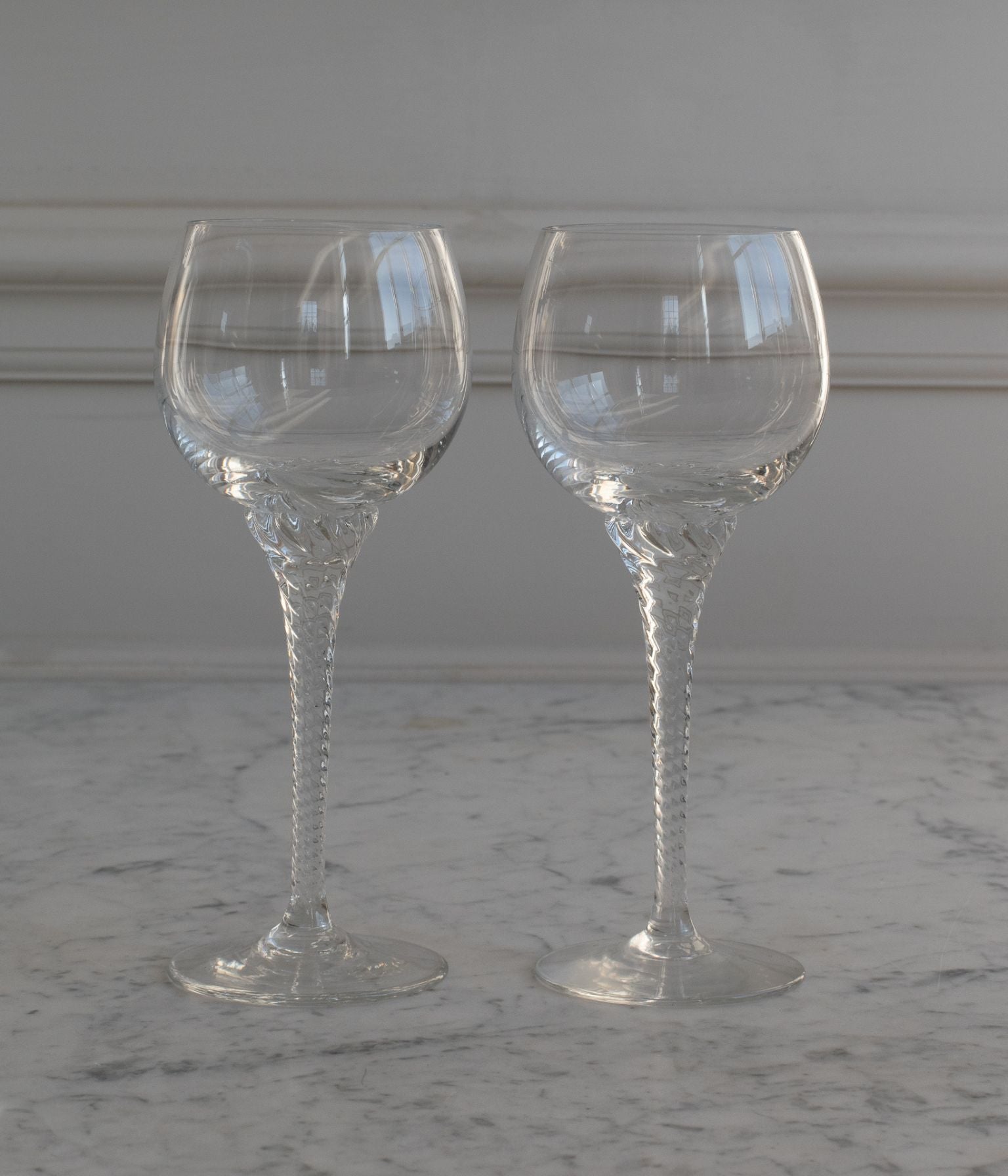 Pair of Crystal Twist Stem Glasses