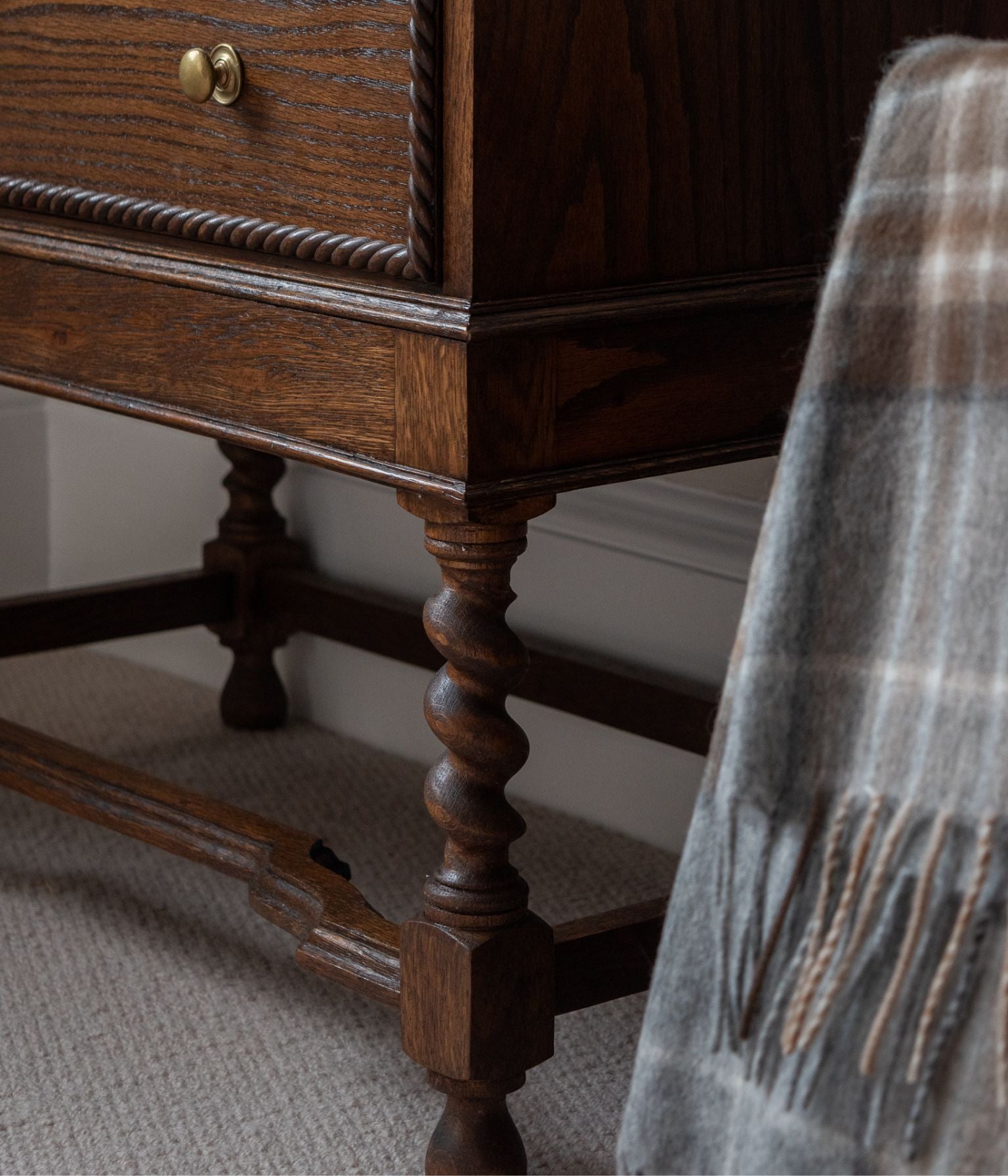 Antique Solid Oak Bureau With Rope Trim In Blend #41