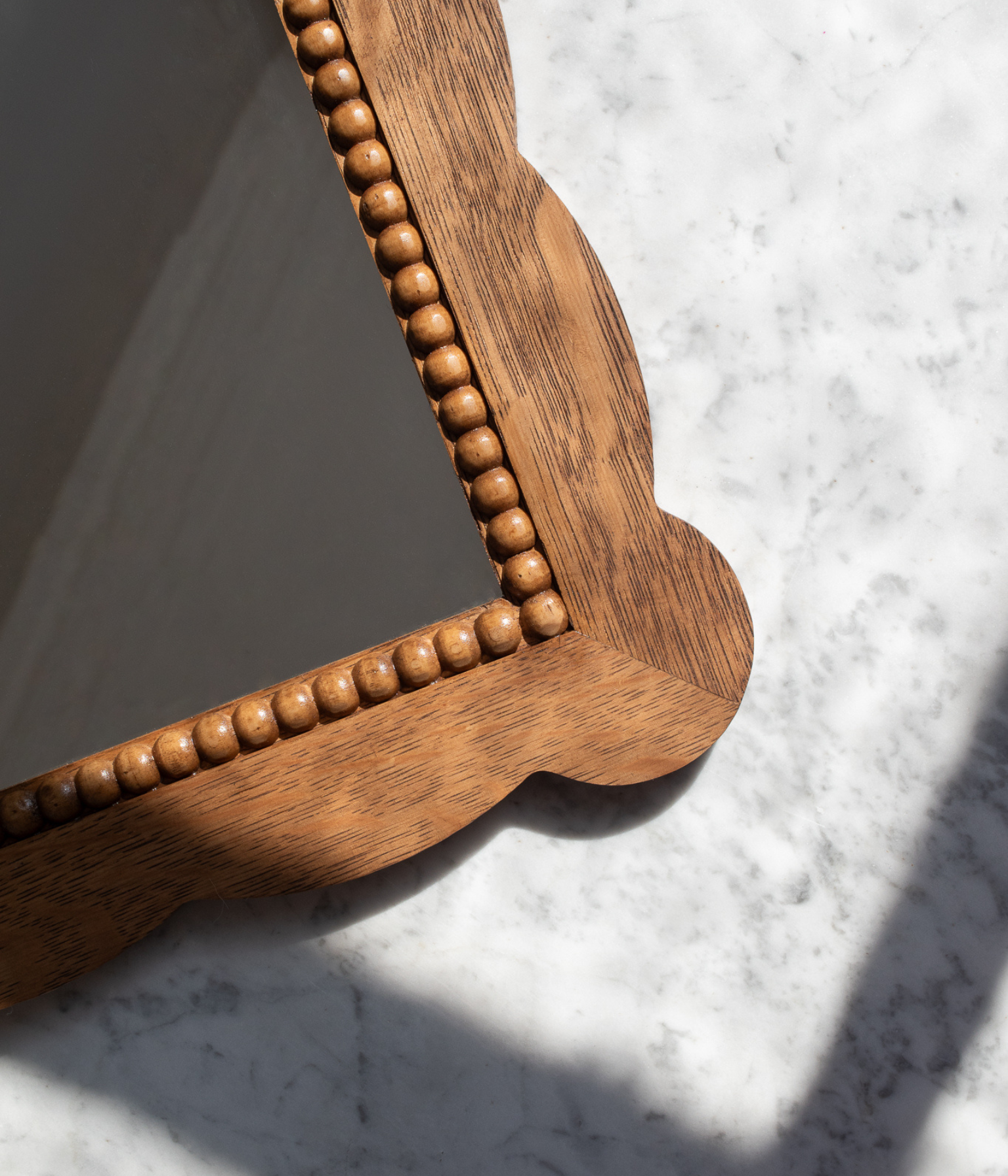 Santiago Scalloped Mirror - Small Size | Bobbin Trim | English Oak - Blend #21