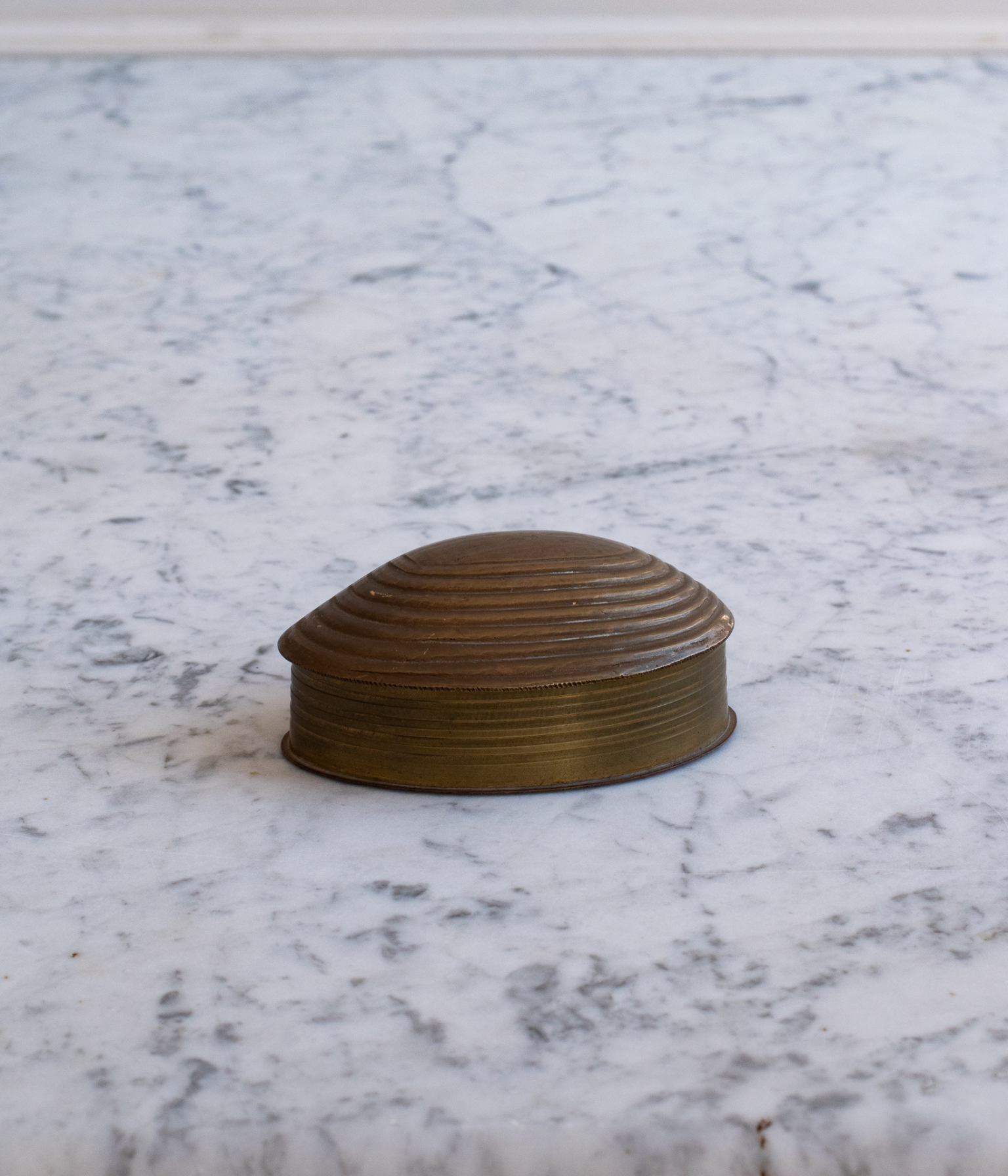 Small Vintage Brass Clam Shell Box