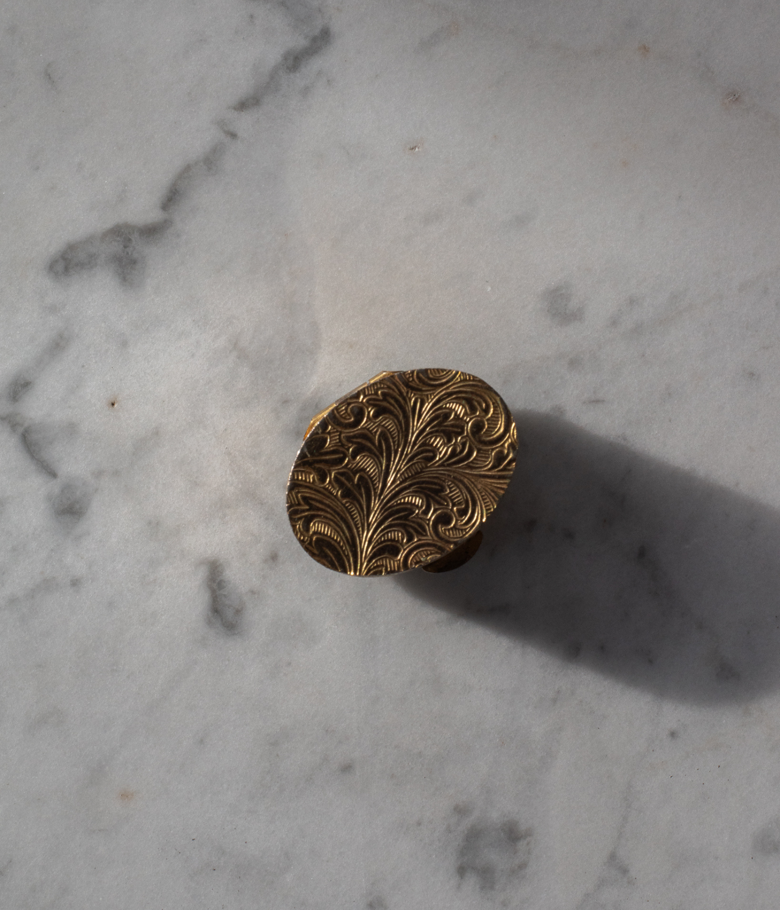 Vintage Gilt Trinket Box with Onyx Cabochon Lid