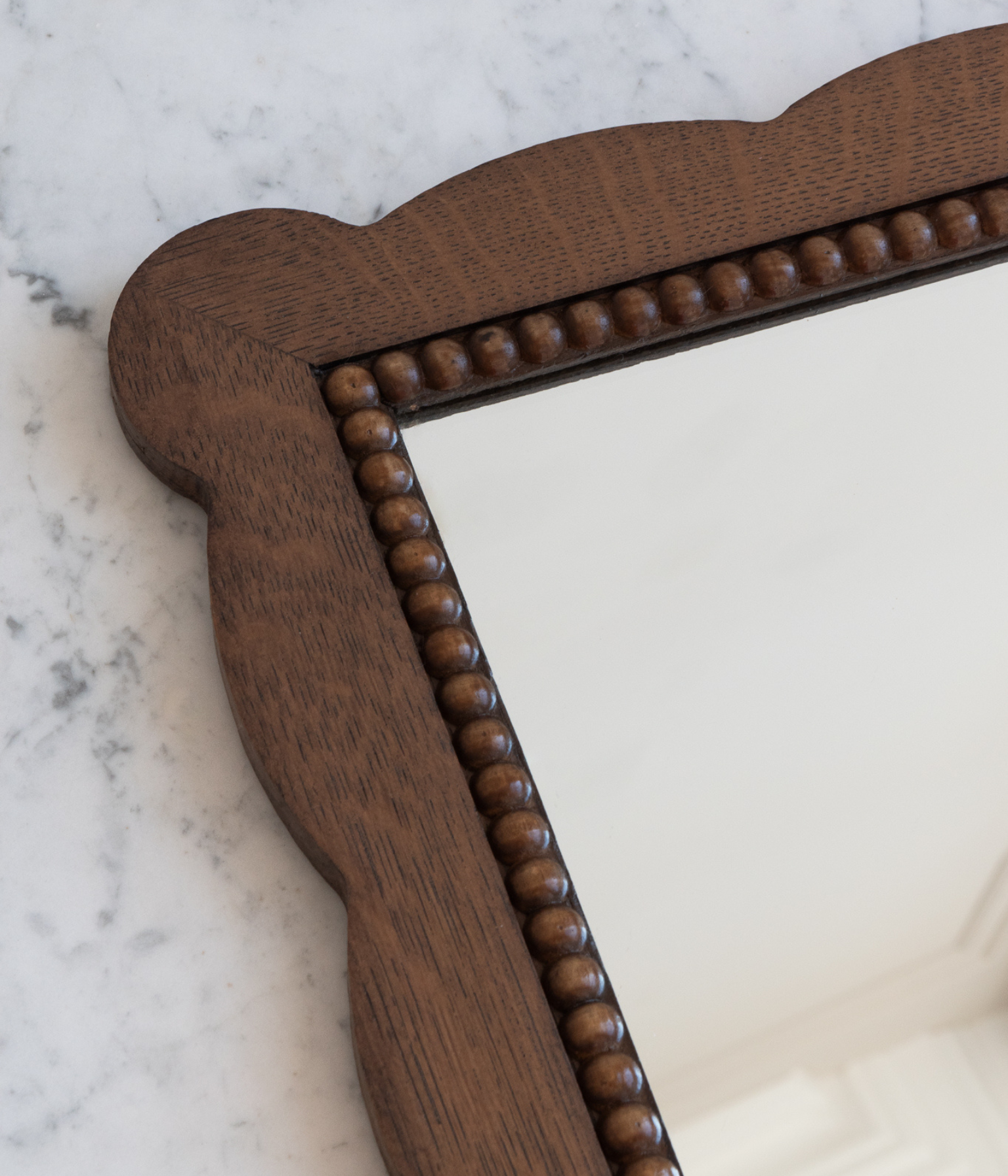 Santiago Scalloped Mirror - Small Size | Bobbin Trim | English Oak - Blend #31
