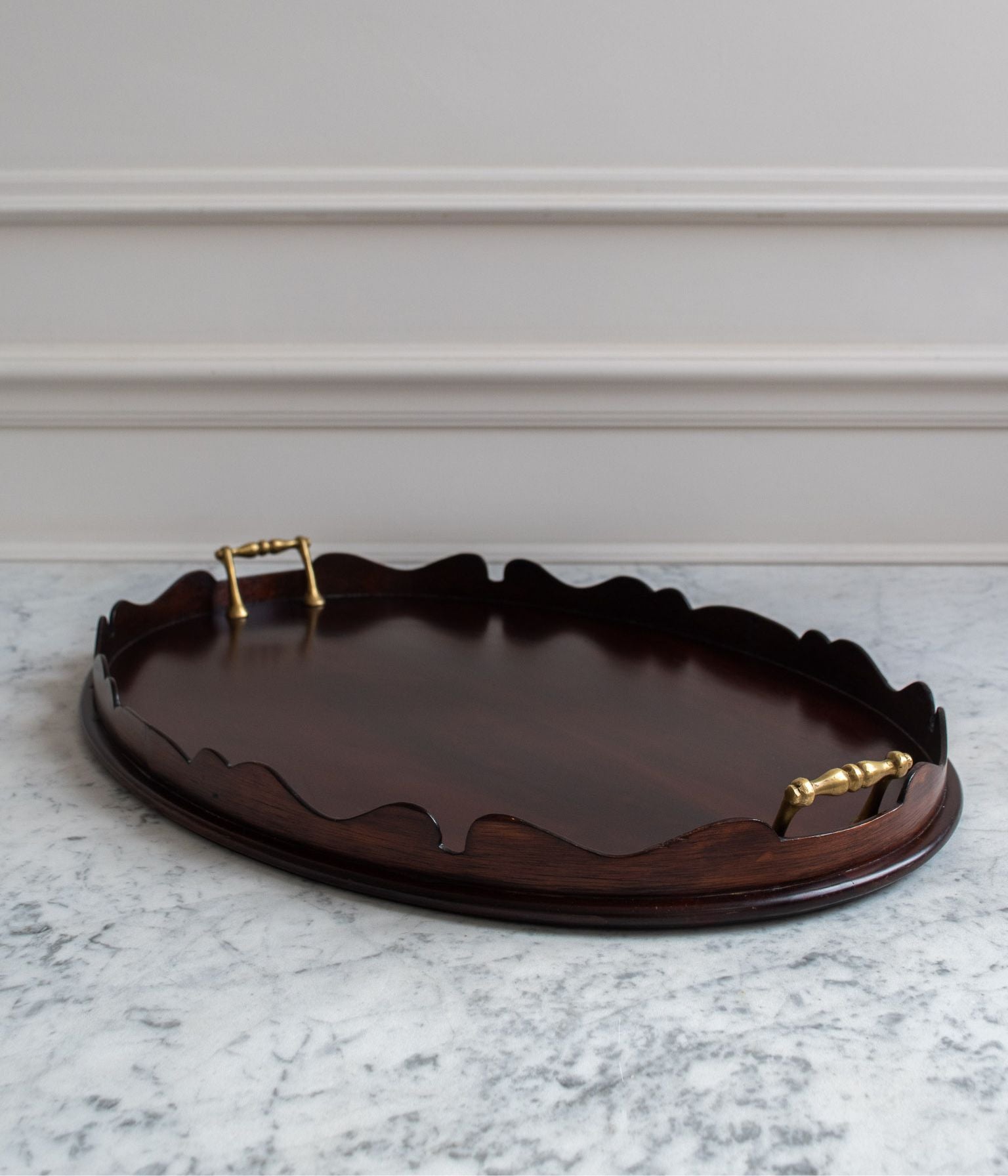 Georgian Mahogany Tea Tray with Brass Gallery Handles