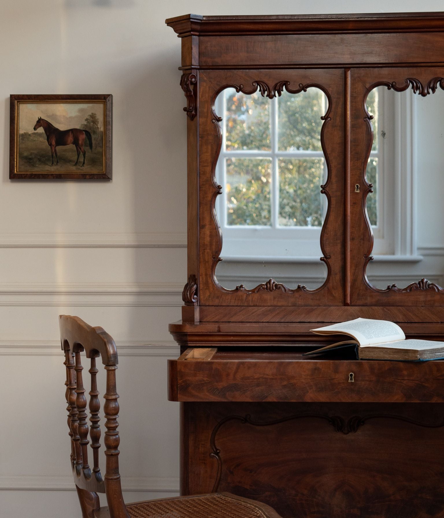 Late-19th Century Dutch Mahogany Secretaire Cabinet