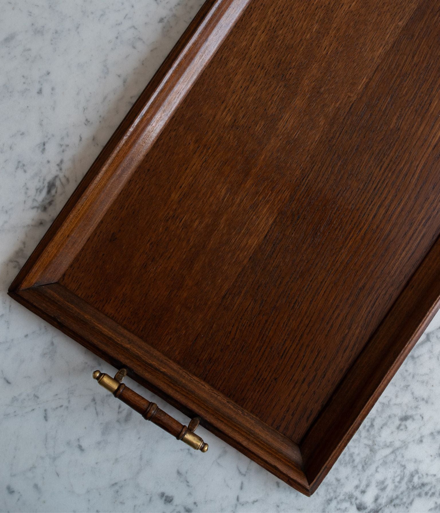 Late Victorian Arts & Crafts Oak Tray with Moulded Beech Edge and Turned Handles