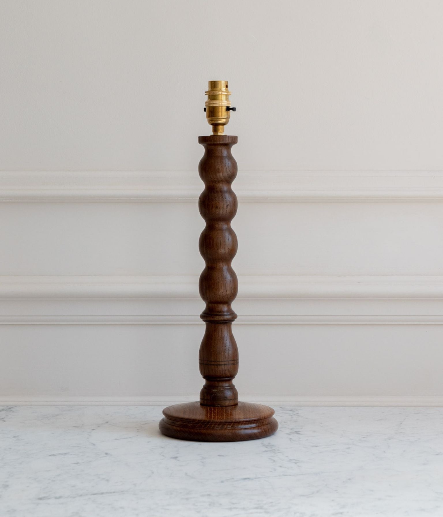 Antique Oak Bobbin Lamp Base - Slim