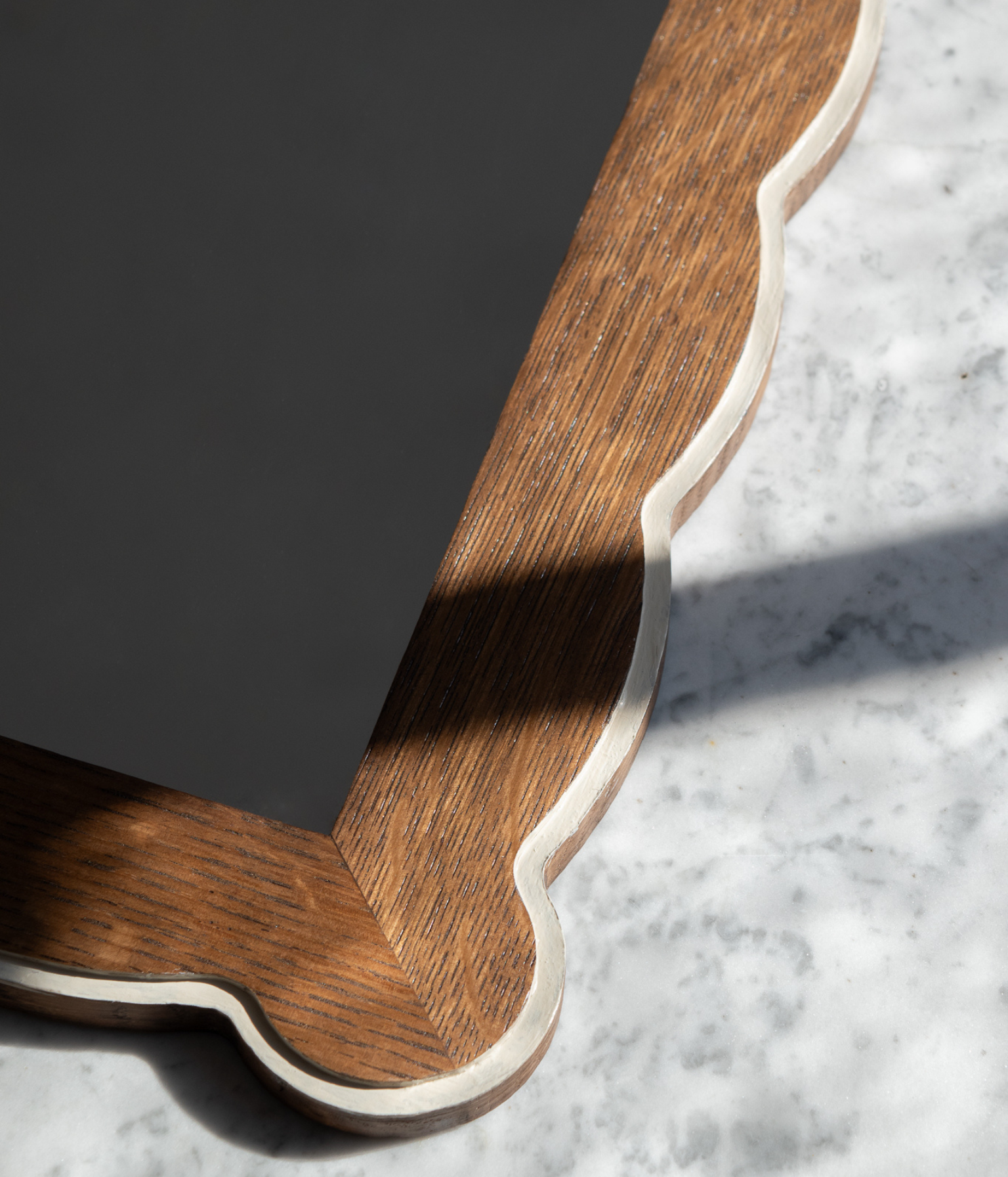 Santiago Scalloped Mirror - Small Size | Highlighted Edge | English Oak - Blend #31