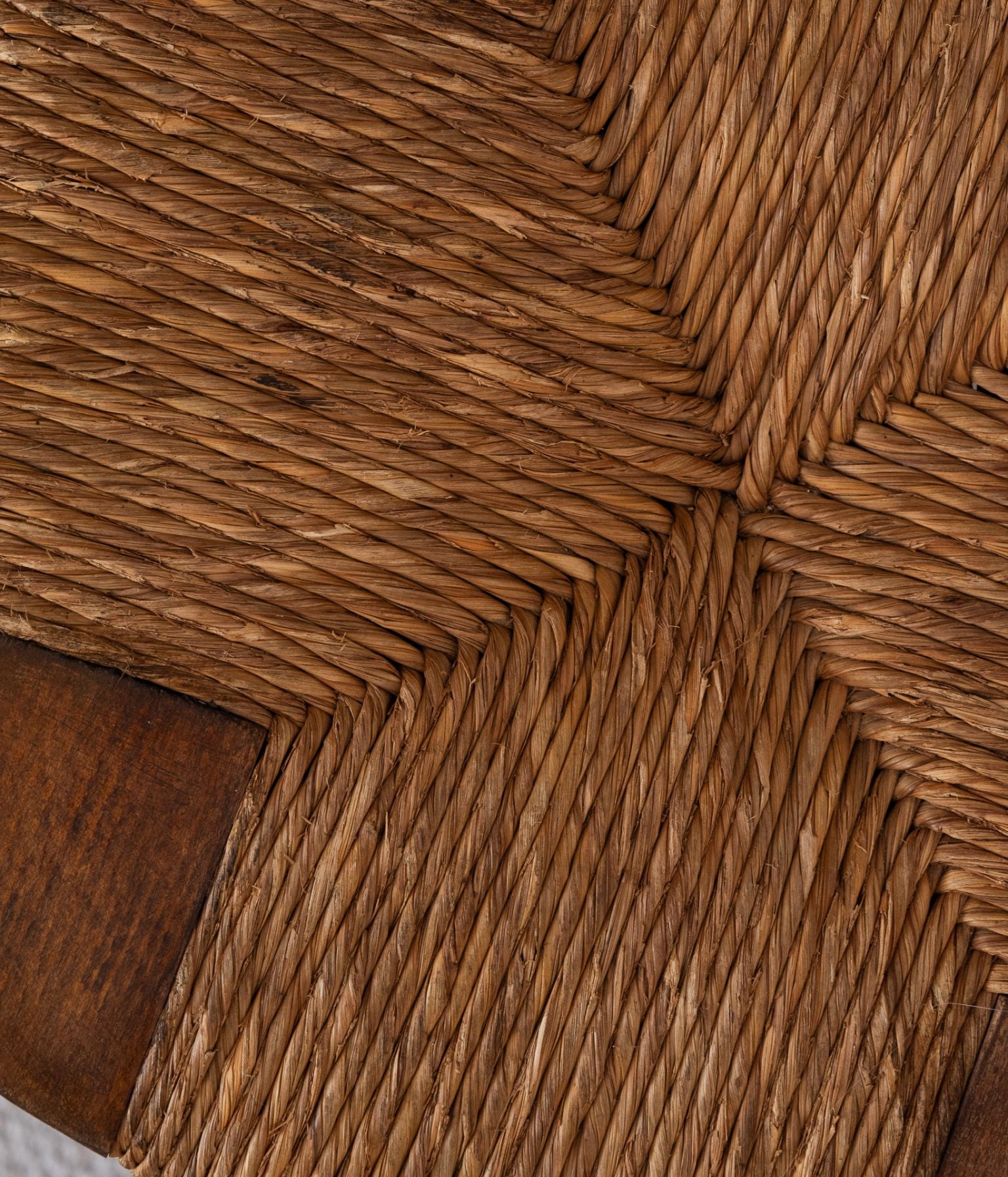 20th Century Beech Rush Seated Stool with Turned Legs