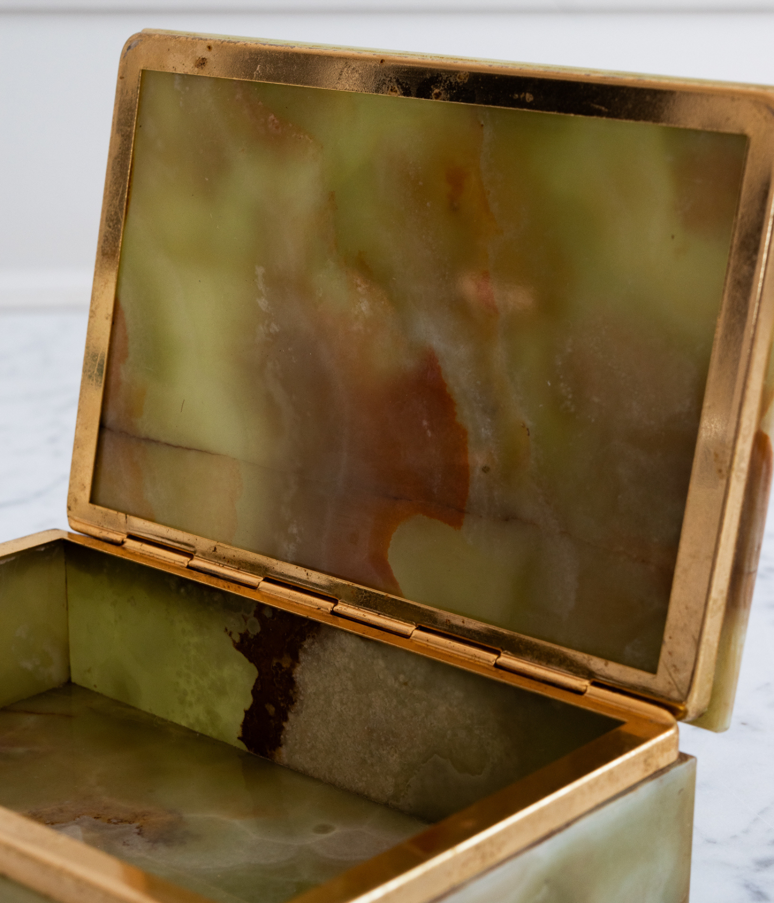 Vintage Italian Green Onyx Box