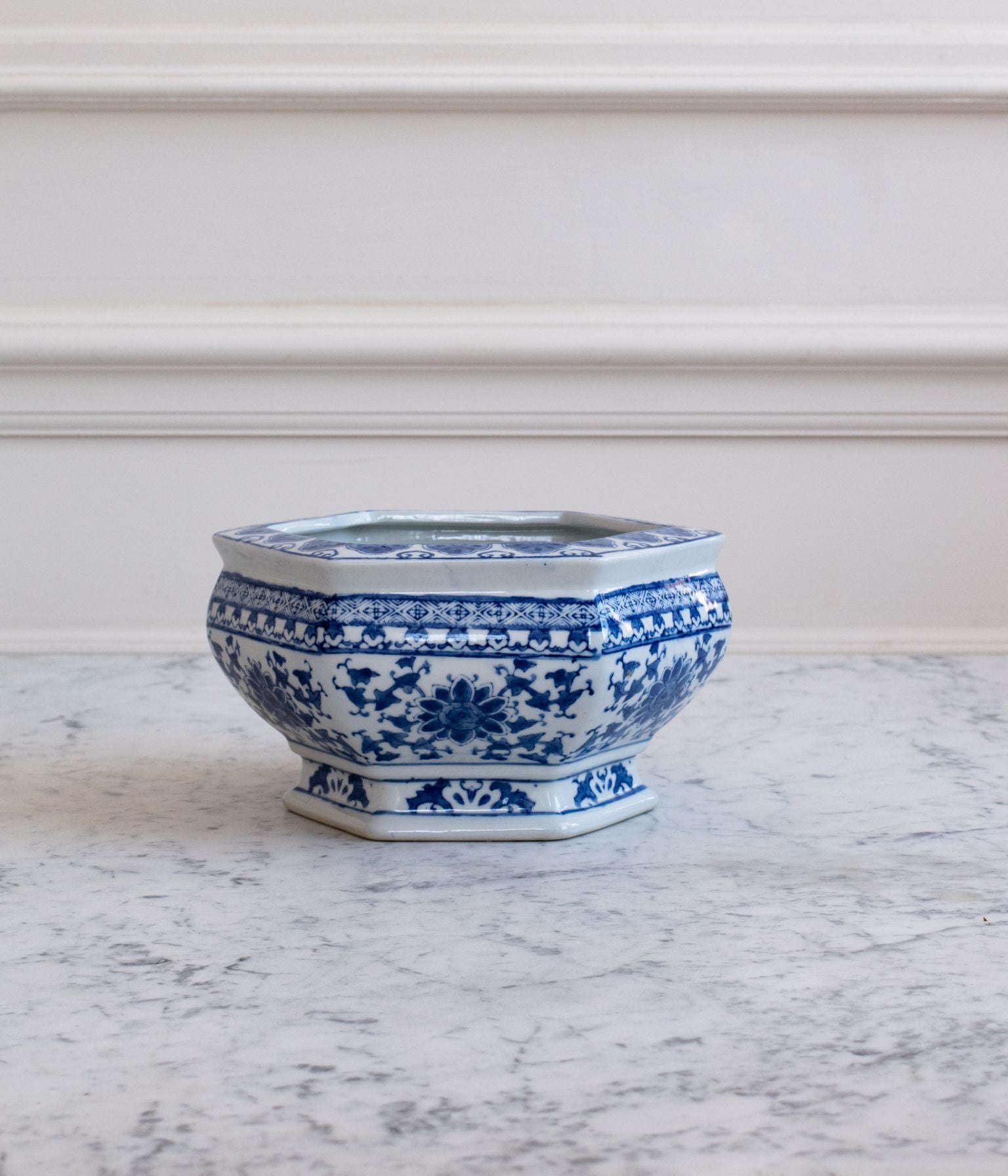 Vintage Handpainted Octagonal Porcelain Bowl