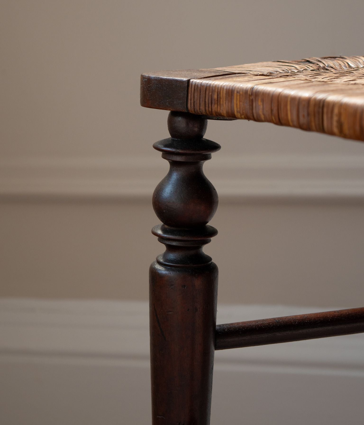 Antique Beech Heart-Back Chair with Rush Seat
