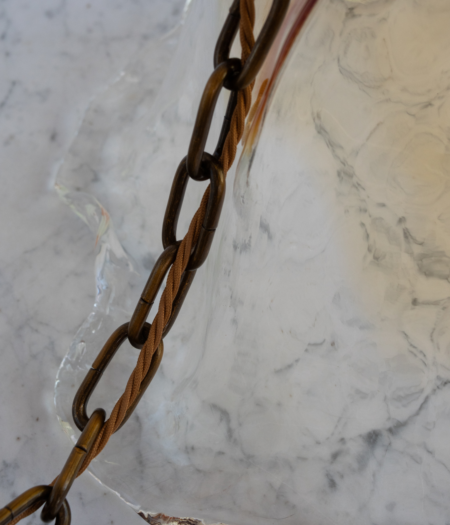 Vintage La Murrina Amber Murano Glass Pendant Light