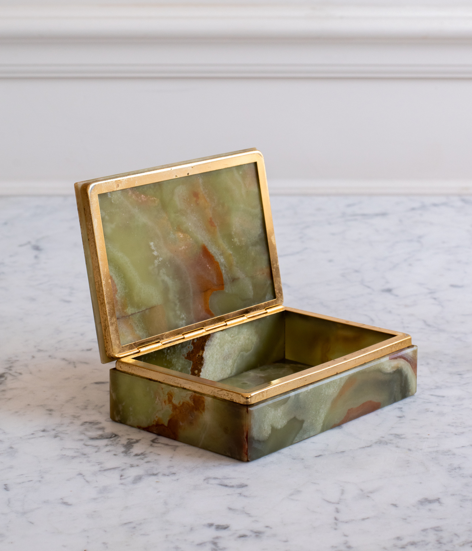 Vintage Italian Green Onyx Box