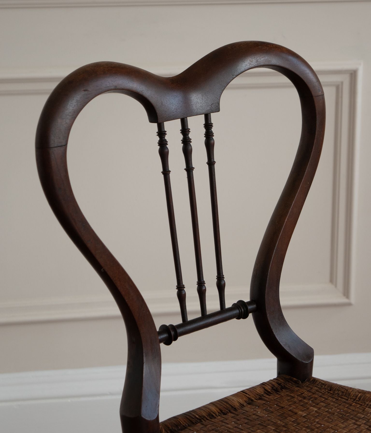 Antique Beech Heart-Back Chair with Rush Seat