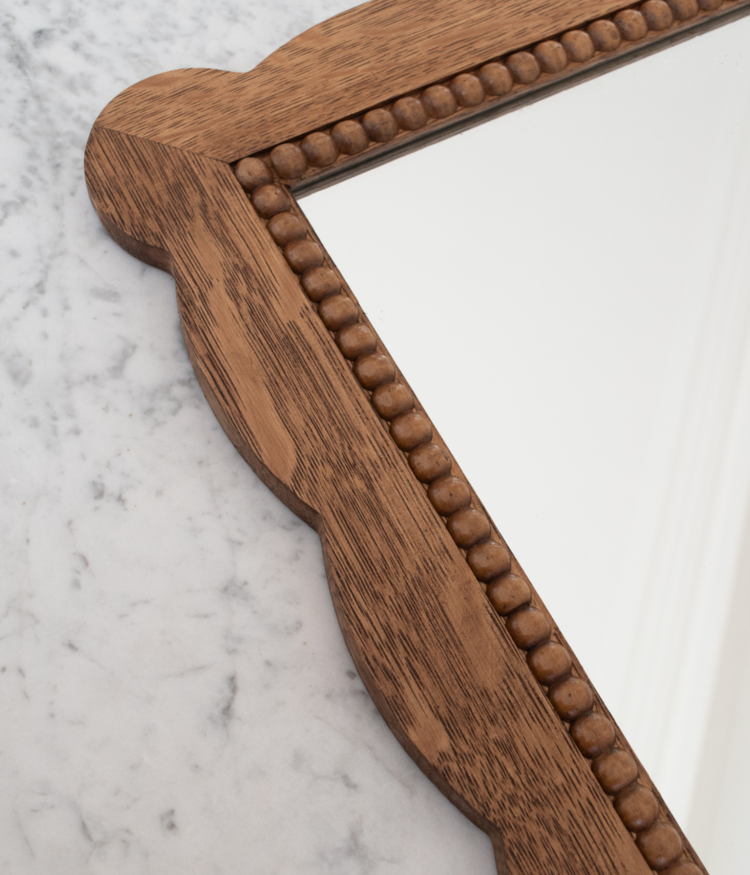 Santiago Scalloped Mirror - Small Size | Bobbin Trim | English Oak - Blend #21