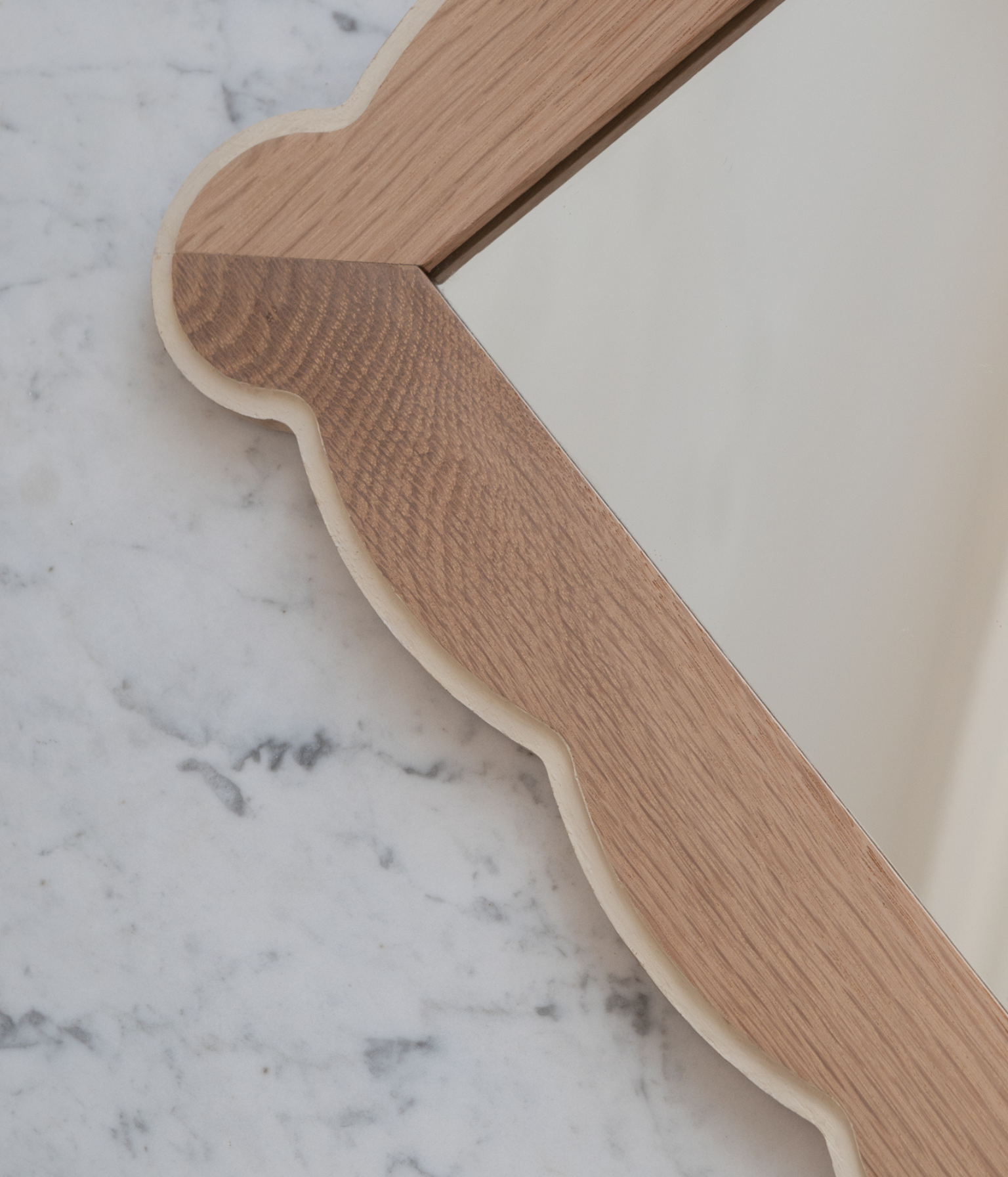 Santiago Scalloped Mirror - Small Size | Highlighted Edge | English Oak - Raw