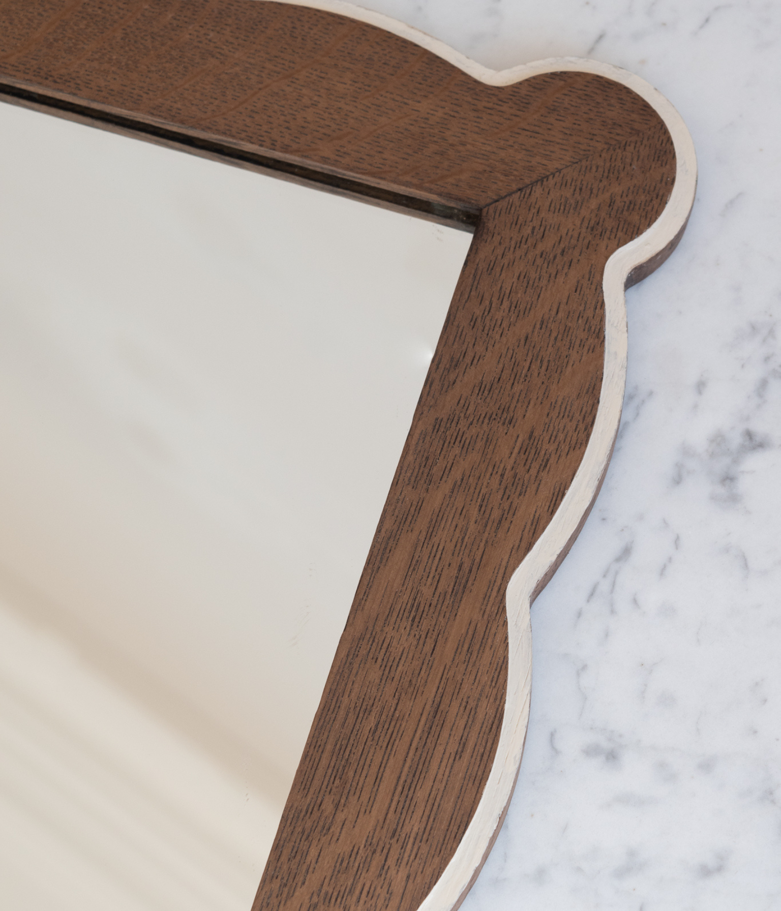Santiago Scalloped Mirror - Small Size | Highlighted Edge | English Oak - Blend #31