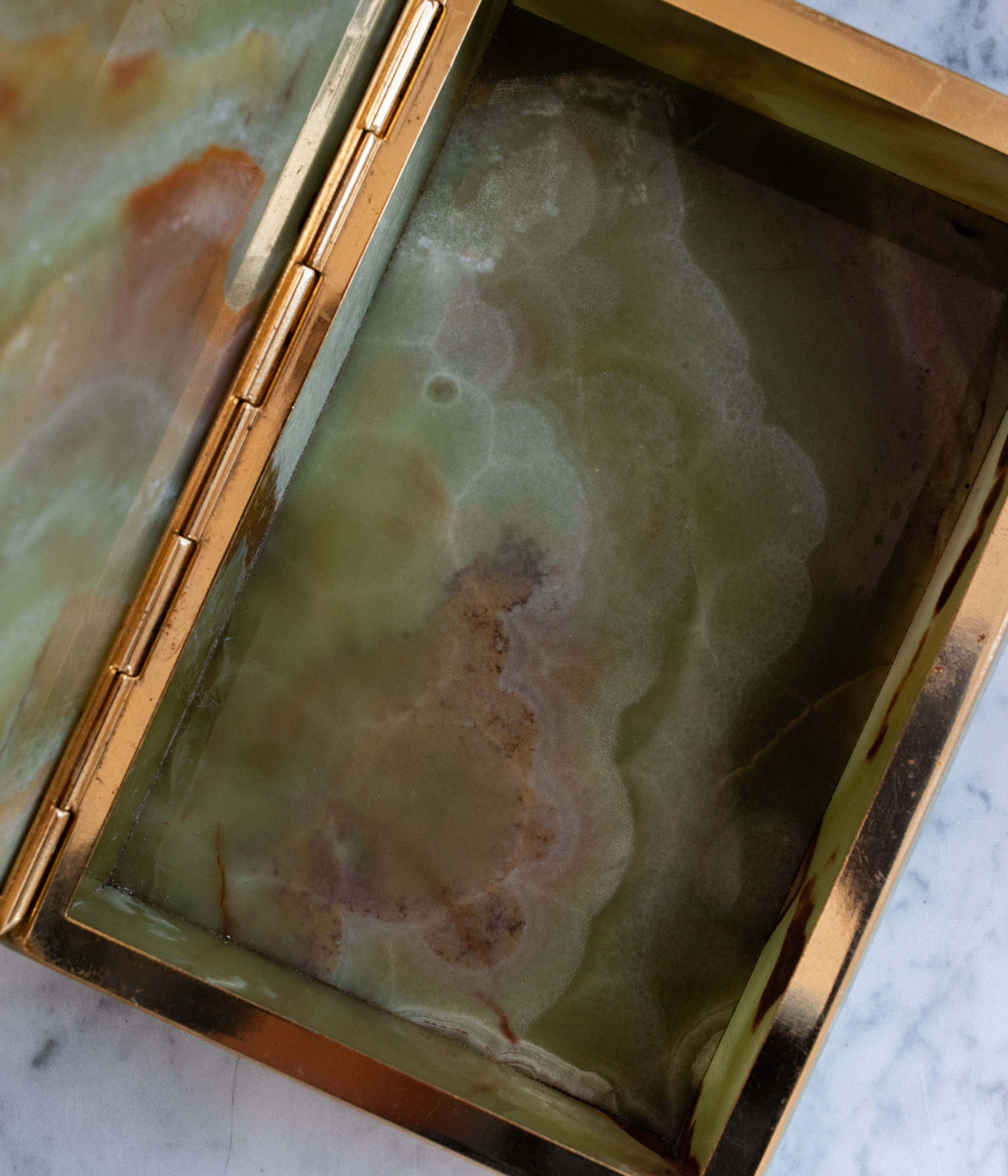 Vintage Italian Green Onyx Box