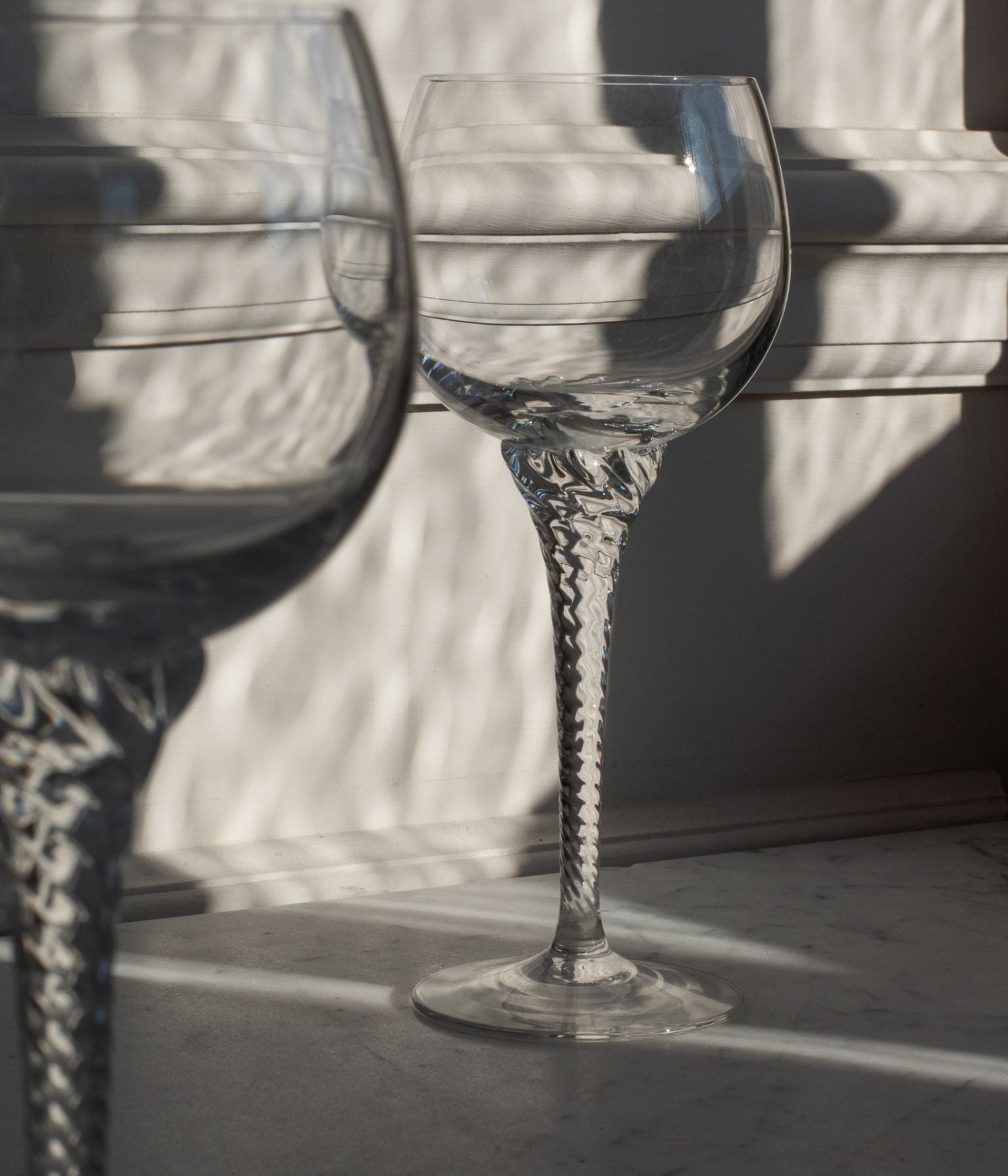Pair of Crystal Twist Stem Glasses