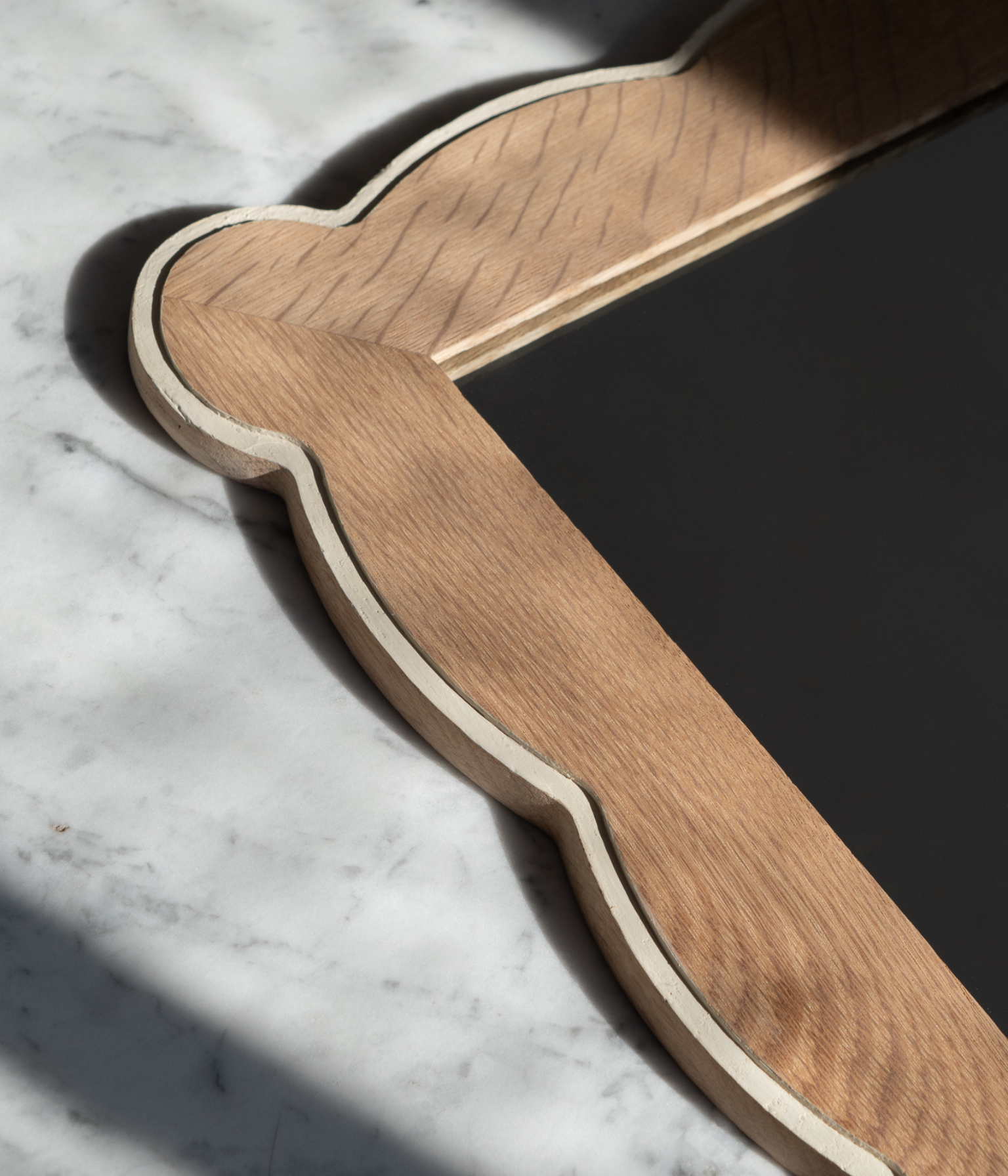 Santiago Scalloped Mirror - Small Size | Highlighted Edge | English Oak - Raw