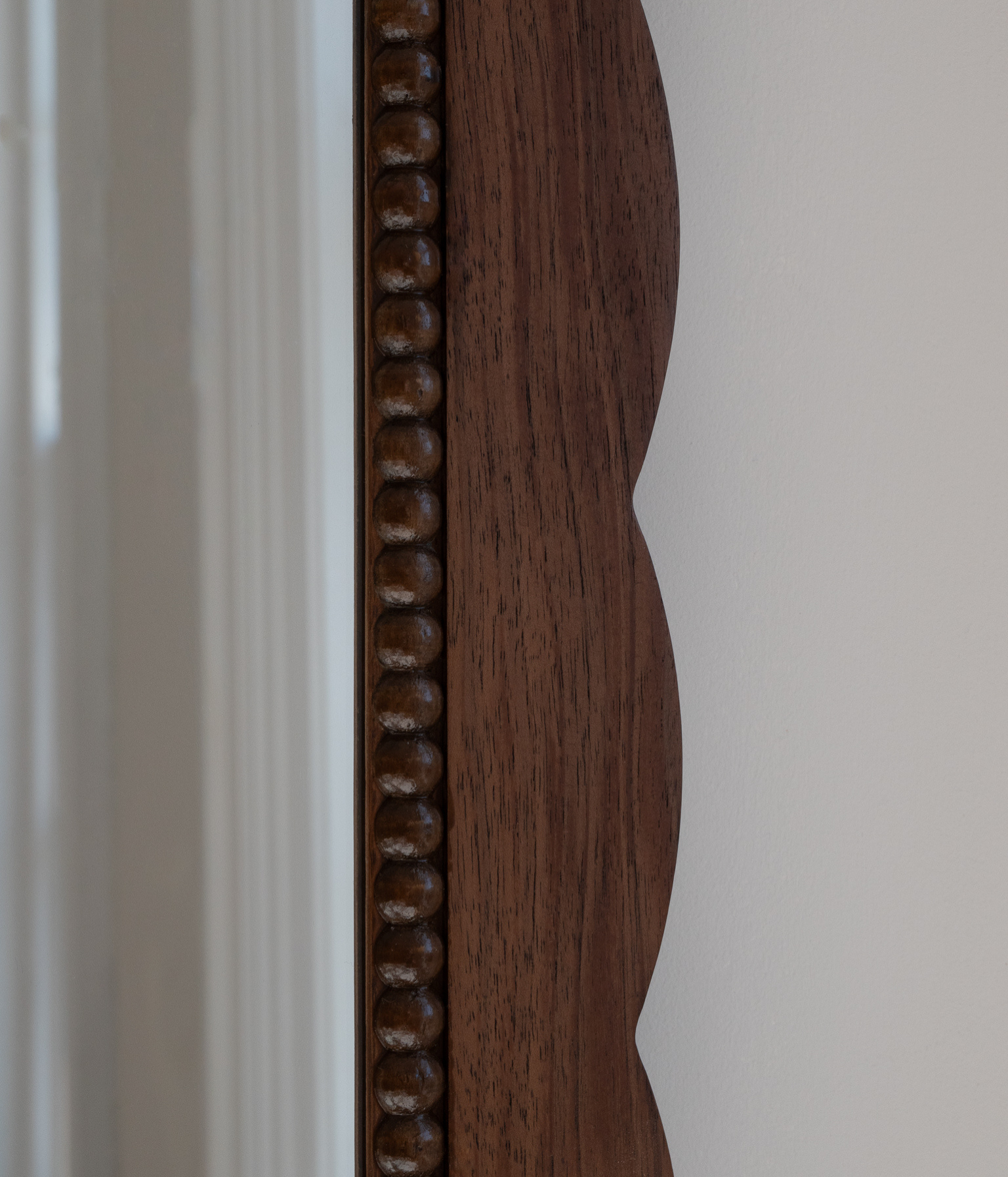 Santiago Scalloped Mirror - Medium Size | Bobbin Trim | English Walnut - Walnut Blend