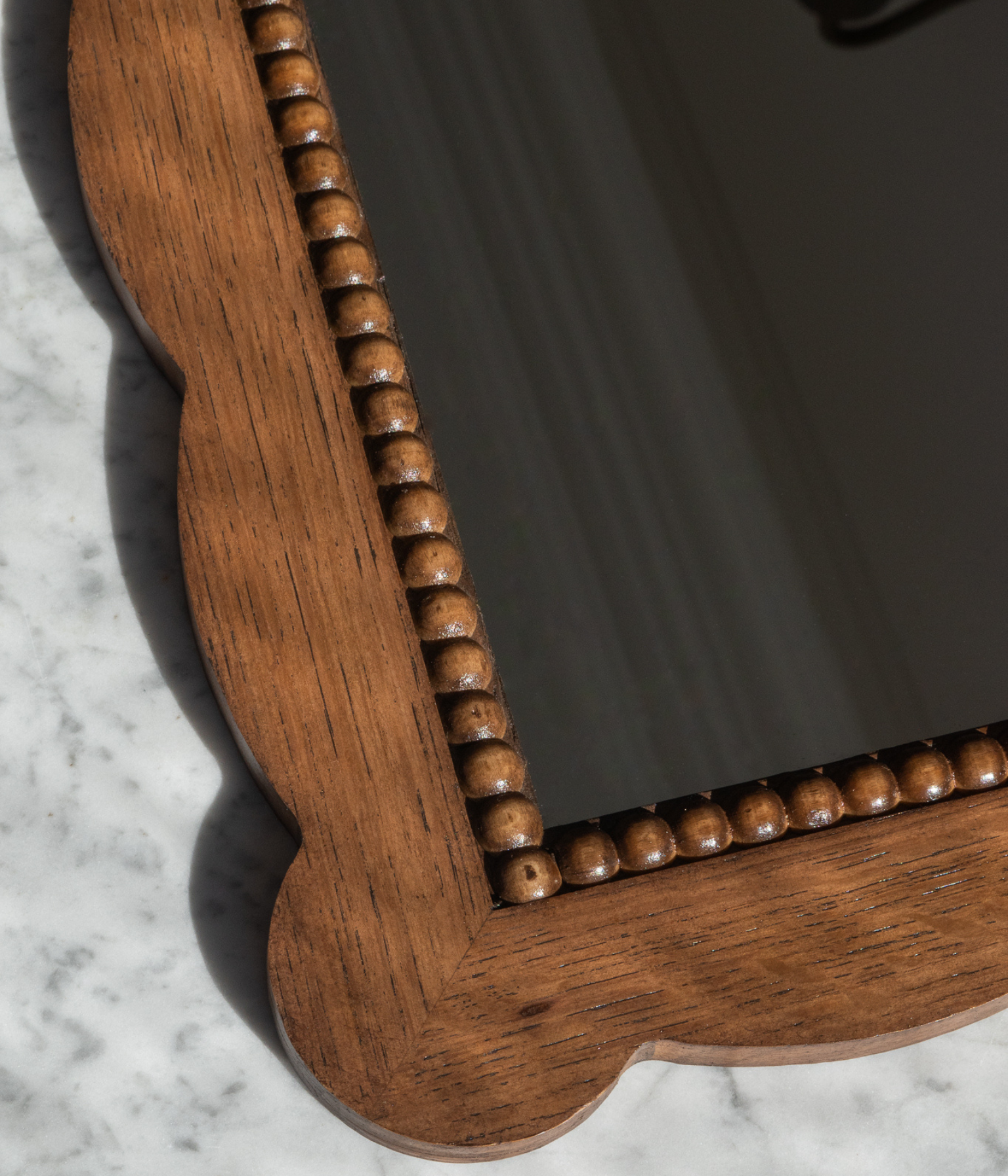 Santiago Scalloped Mirror - Small Size | Bobbin Trim | English Oak - Blend #31