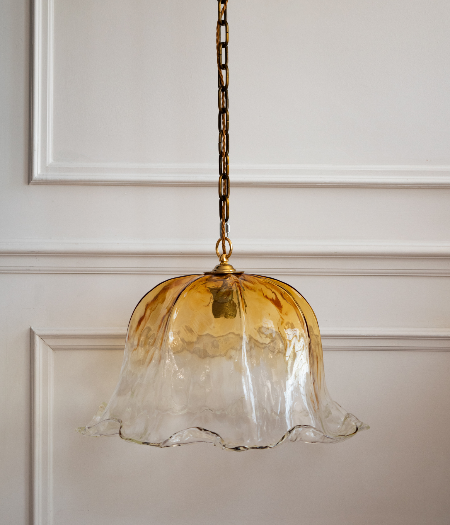 Vintage La Murrina Amber Murano Glass Pendant Light