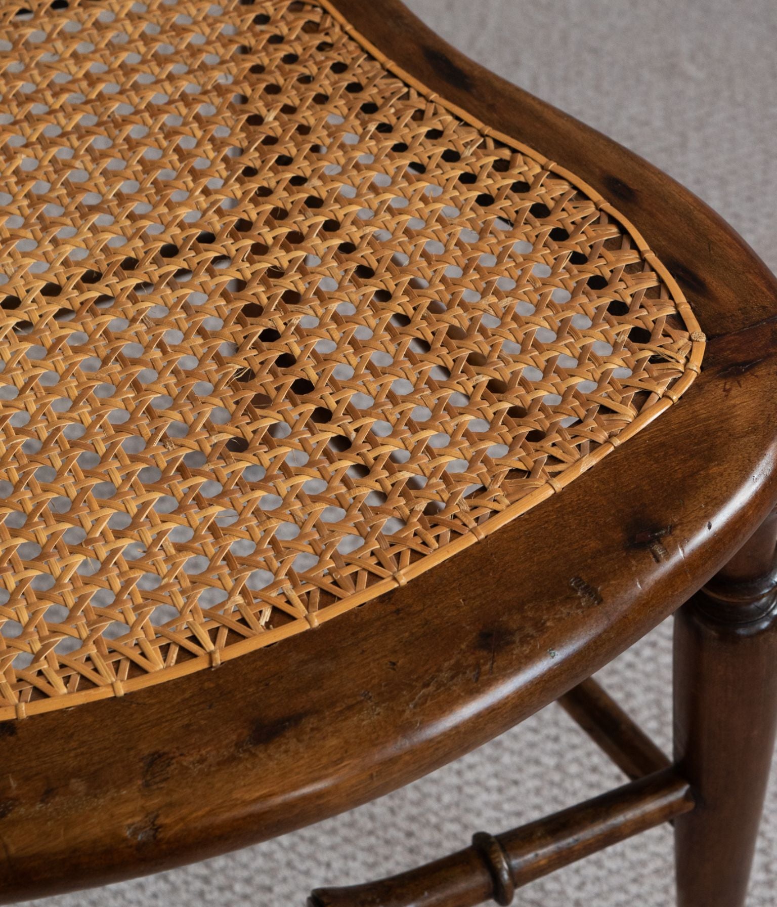 Victorian Balloon Back Chair in Solid Mahogany with Original Cane Seat