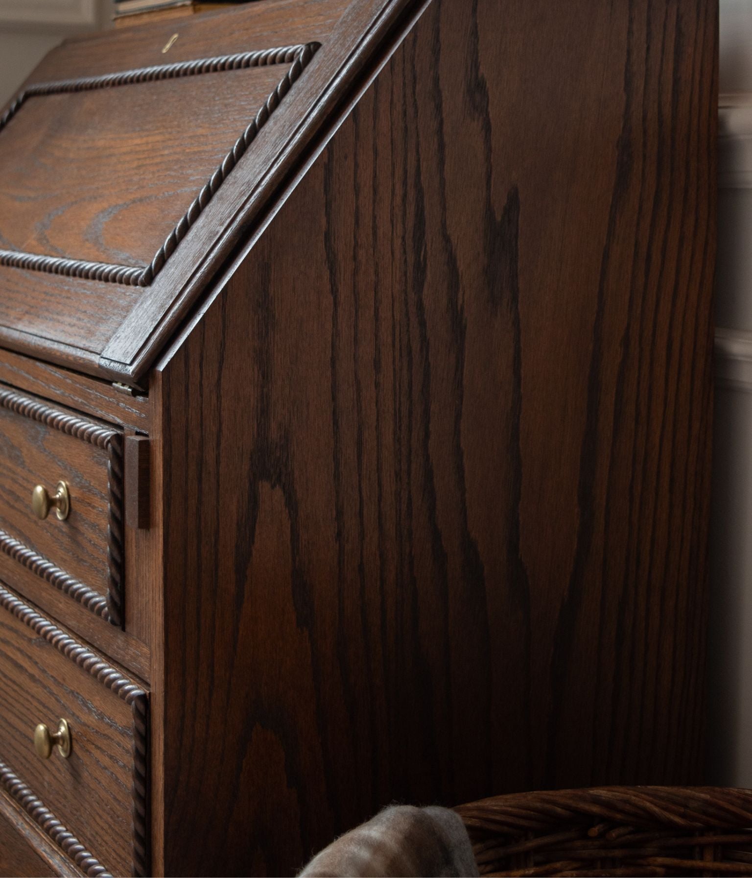 Antique Solid Oak Bureau With Rope Trim In Blend #41