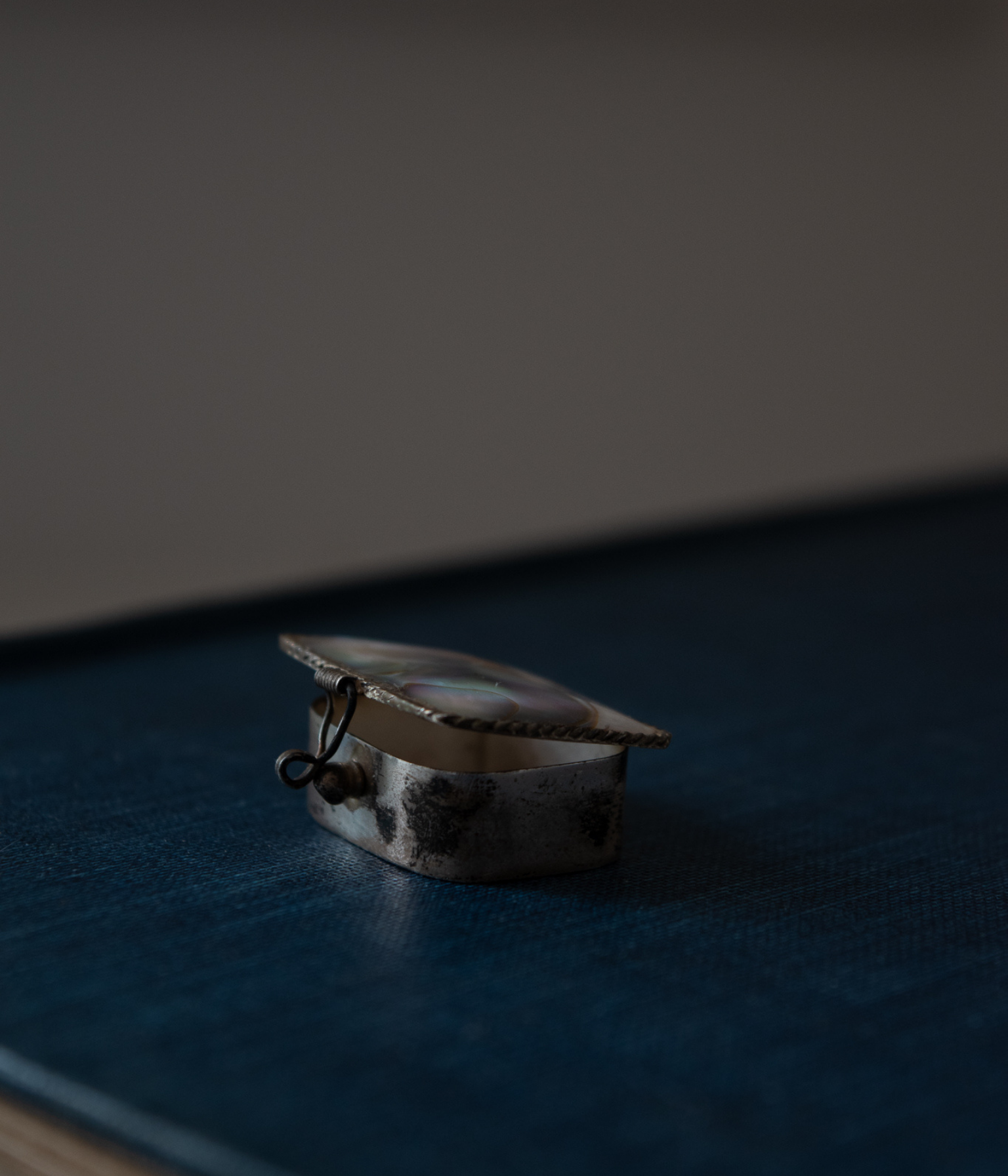Vintage Abalone and Silver Pill Box