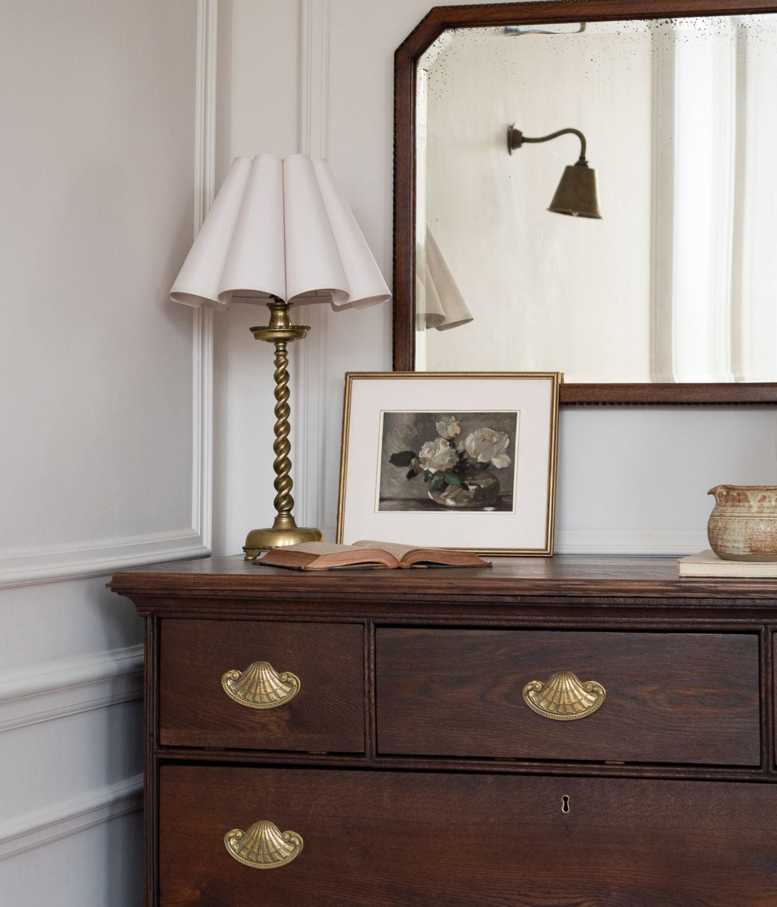 Victorian Oak Chest of Drawers with Brass Shell Pulls