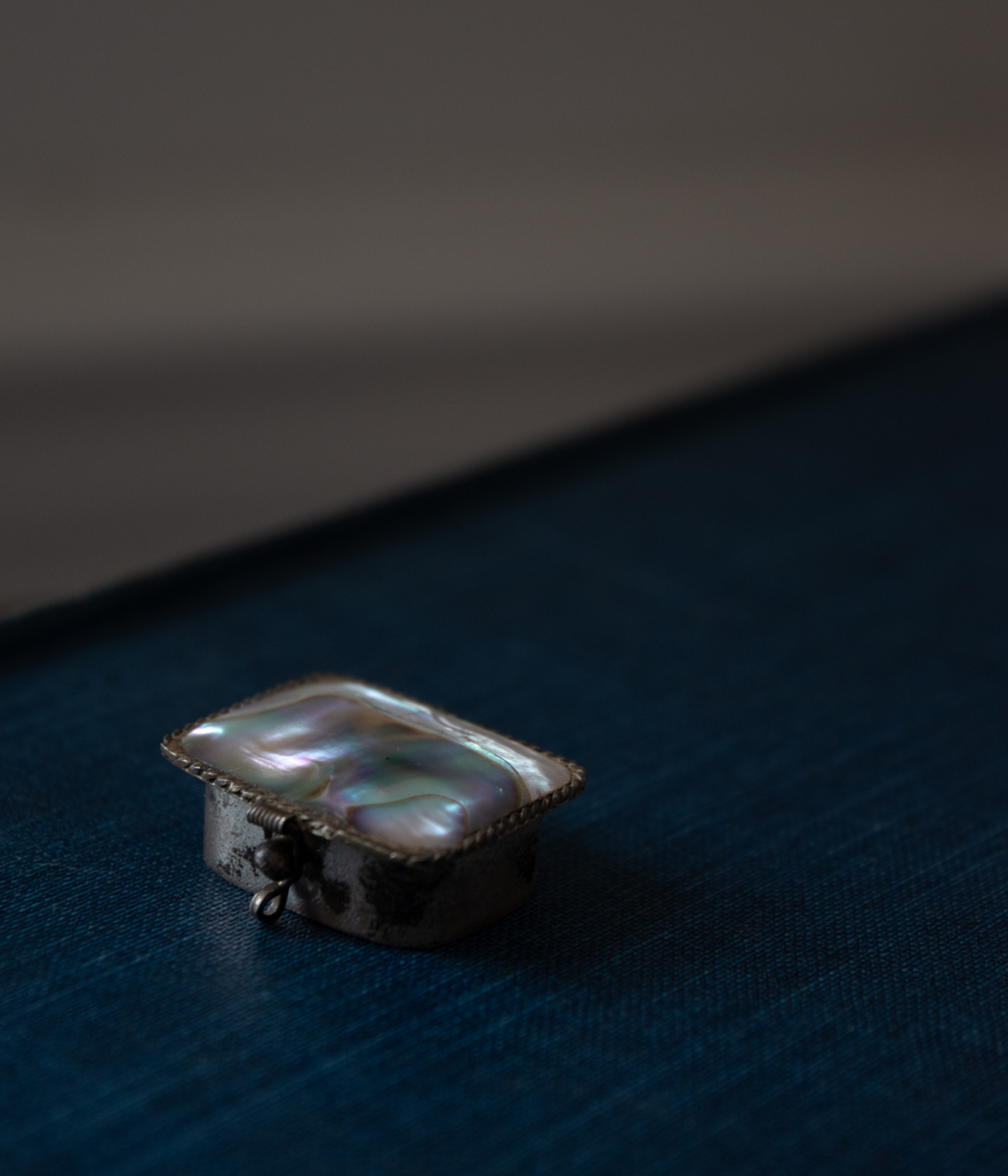 Vintage Abalone and Silver Pill Box