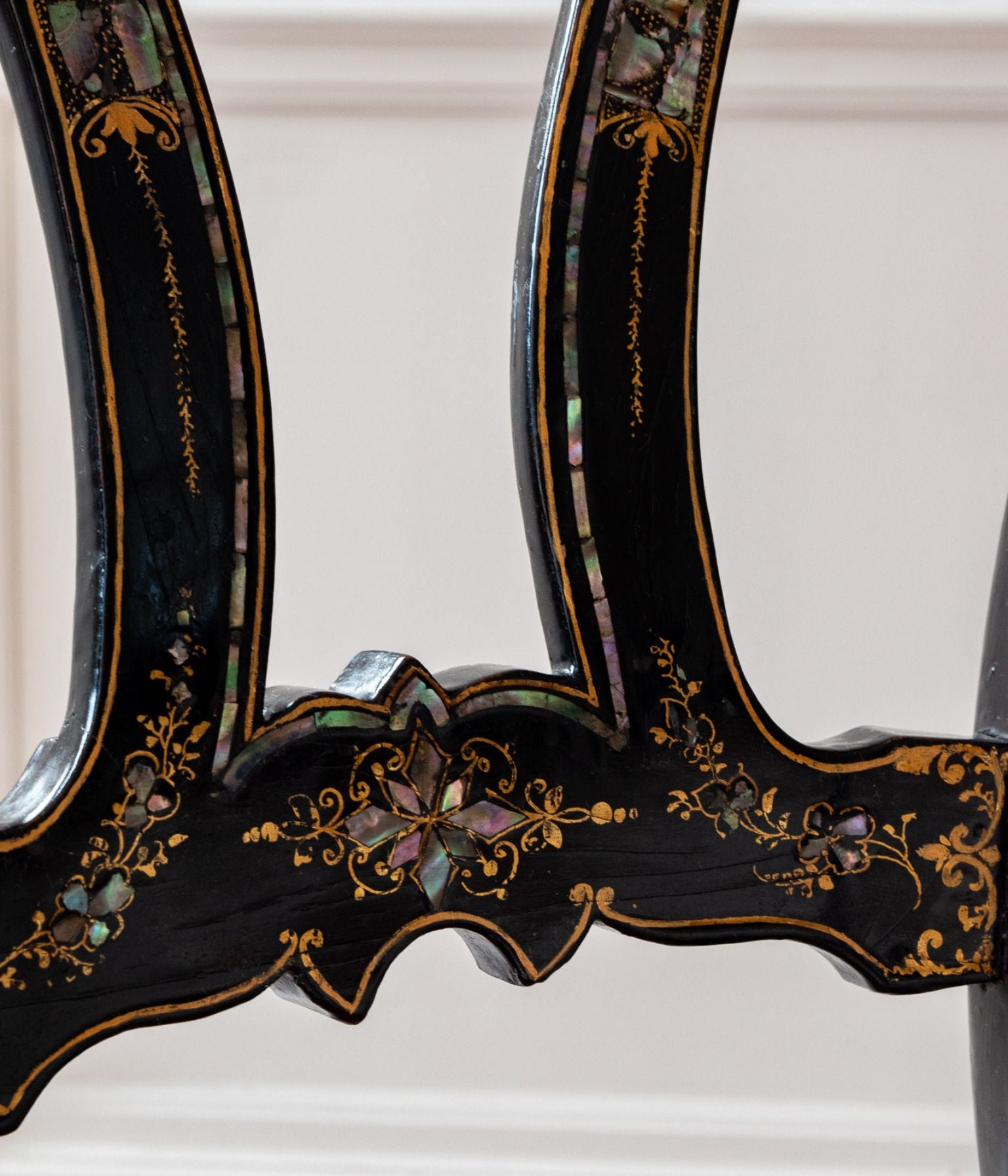 Victorian Ebonised Side Chair with Mother-of-Pearl and Gilded Detail
