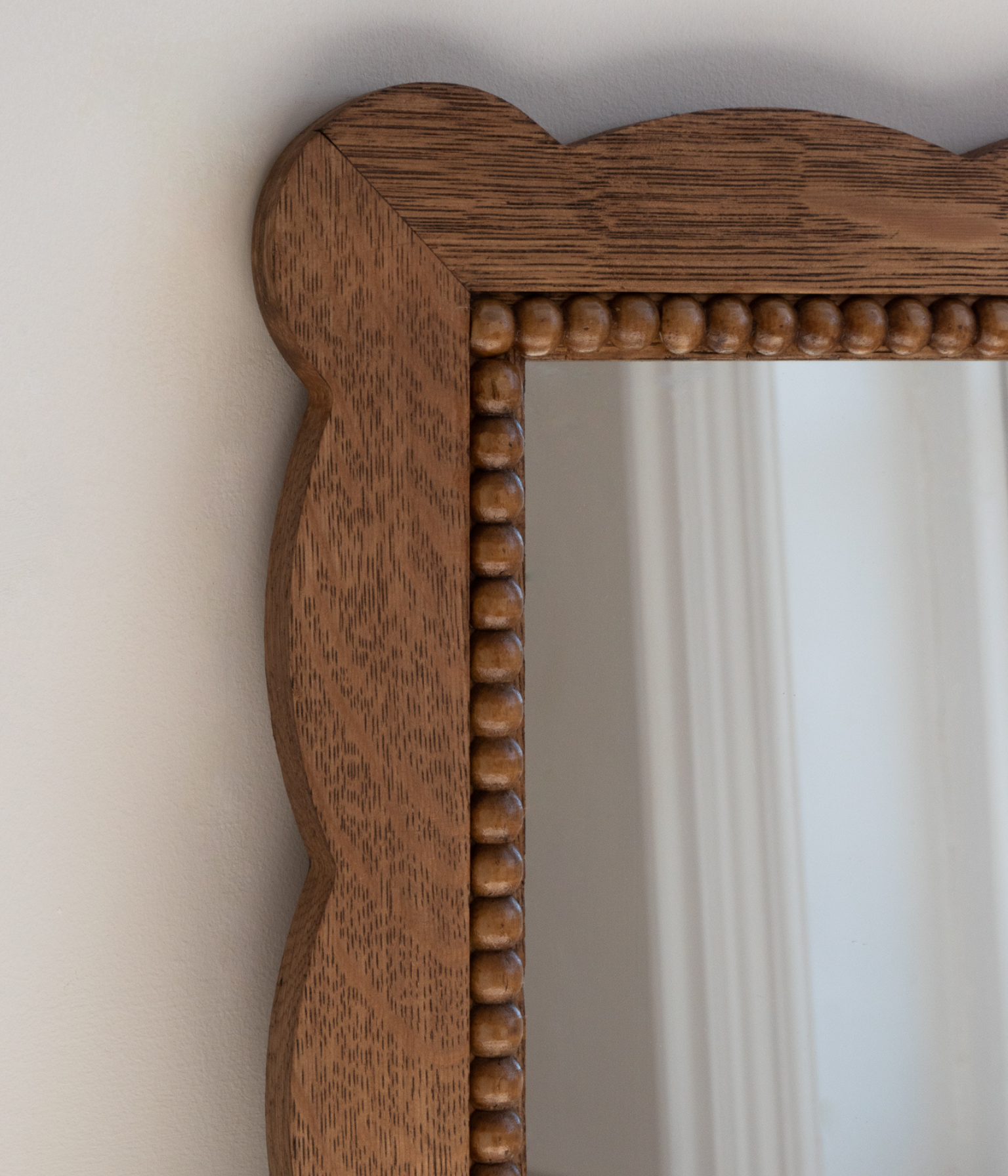 Santiago Scalloped Mirror - Small Size | Bobbin Trim | English Oak - Blend #21