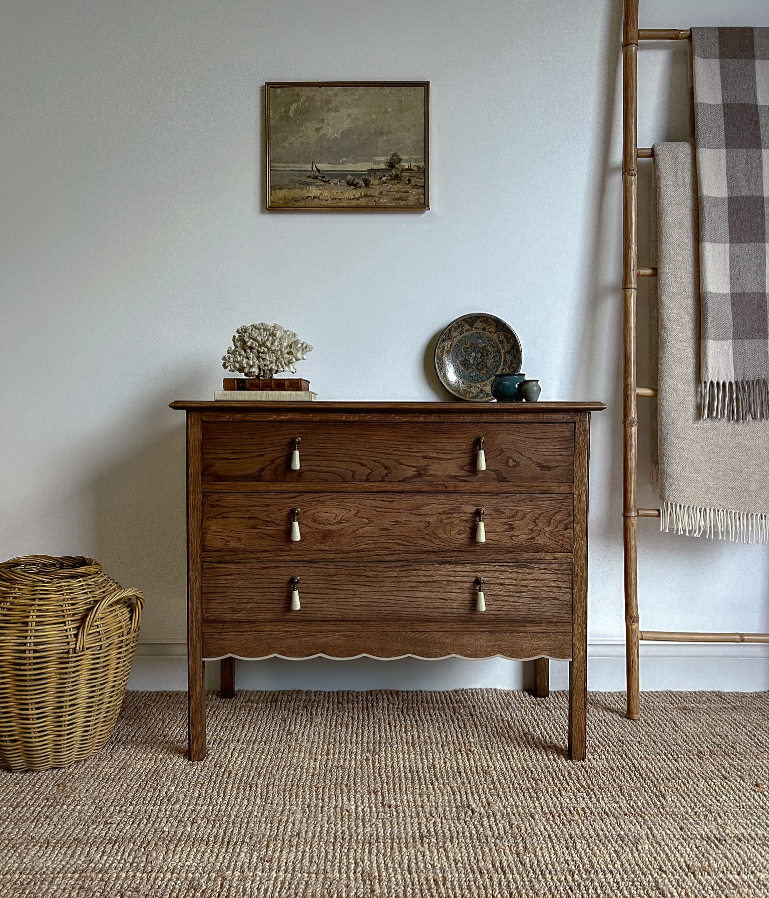 Vintage Rattan Amphora Basket