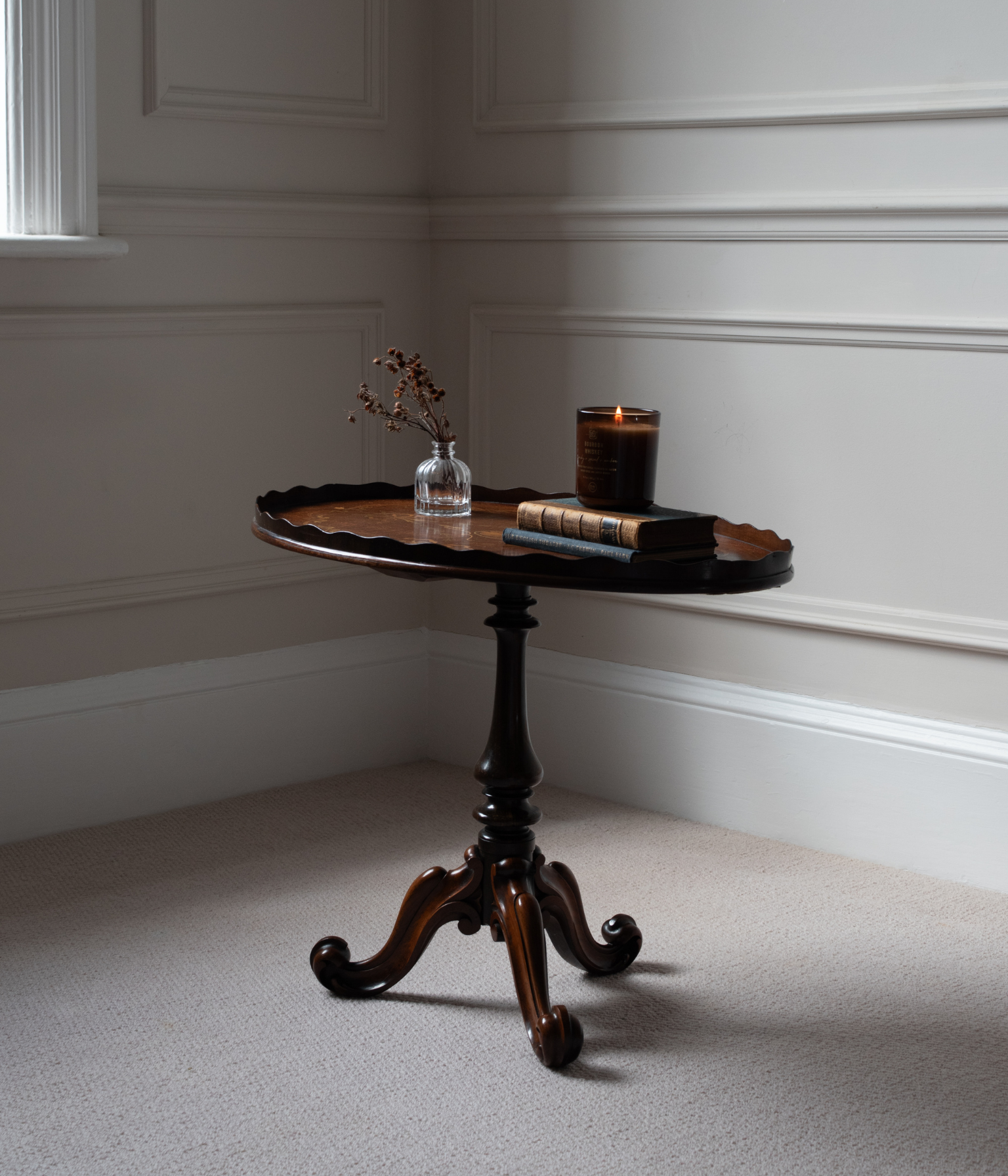 Edwardian Mahogany Marquetry Tray-Top Table