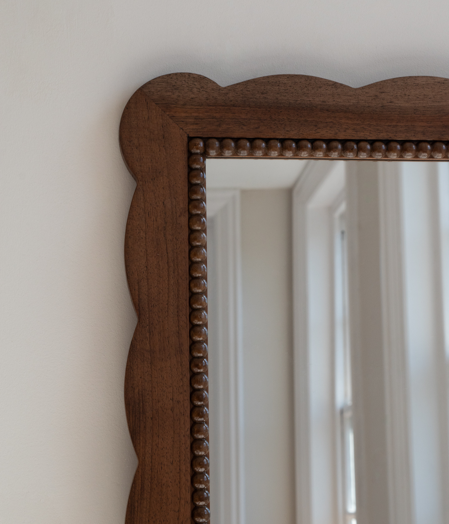 Santiago Scalloped Mirror - Medium Size | Bobbin Trim | English Walnut - Walnut Blend